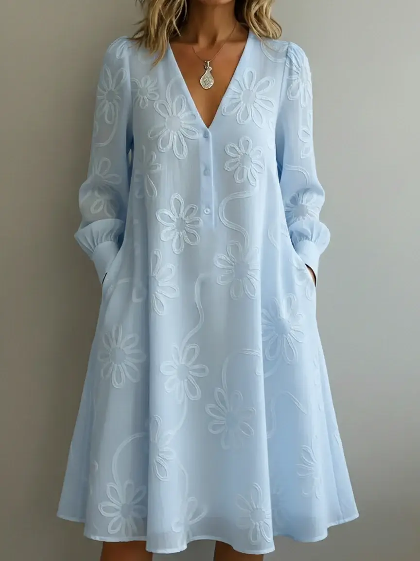 🔥Summer Arrivals🌟Vintage Elegant V-neck Floral Embroidery Dress
