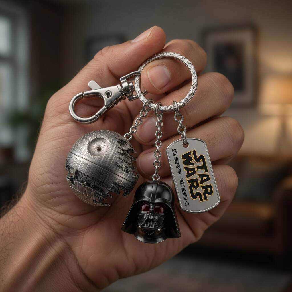 Star Wars 50th Anniversary Death Star & Darth Vader Keychain