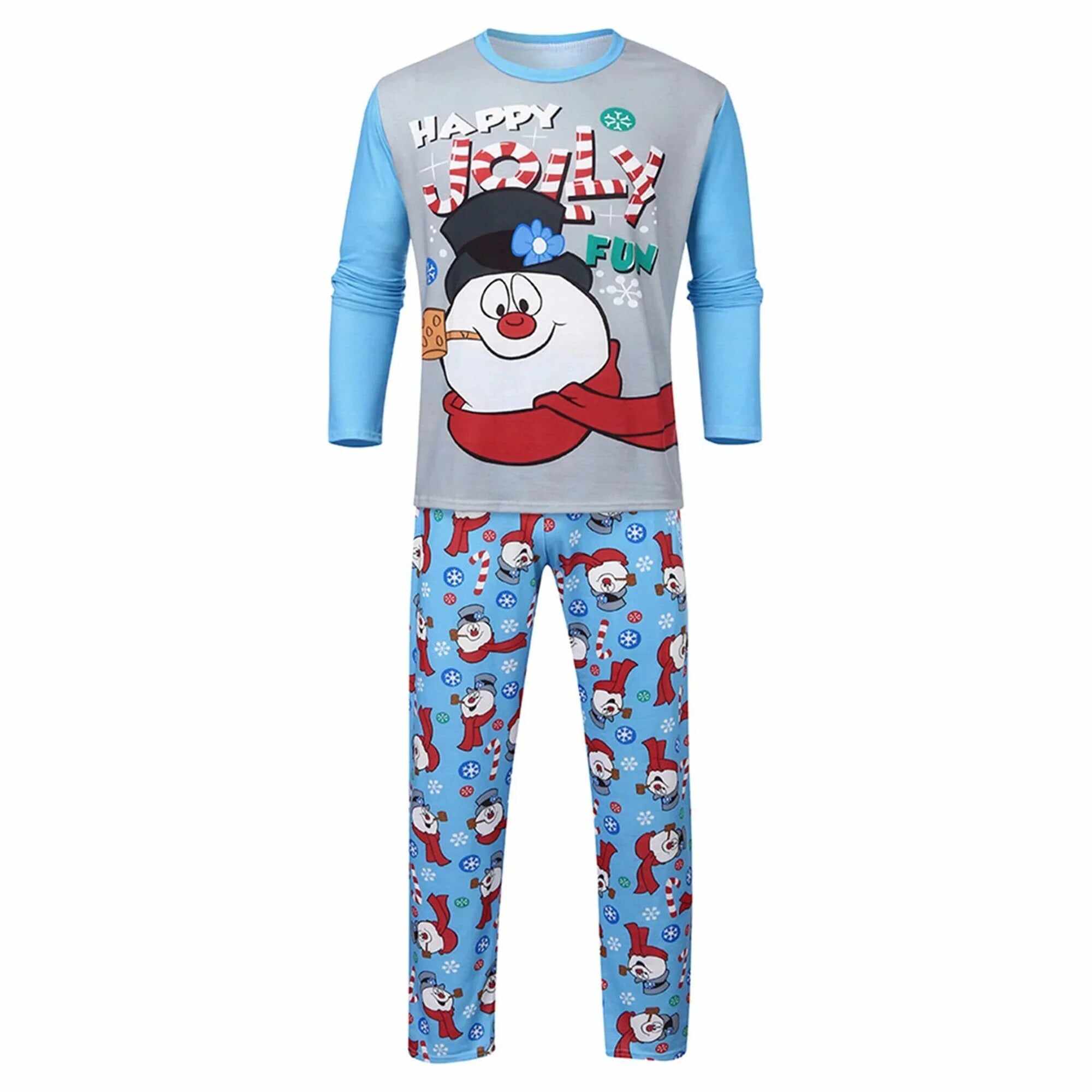 Family Matching Christmas Snowman Pajama Set Cute Cartoon Prints