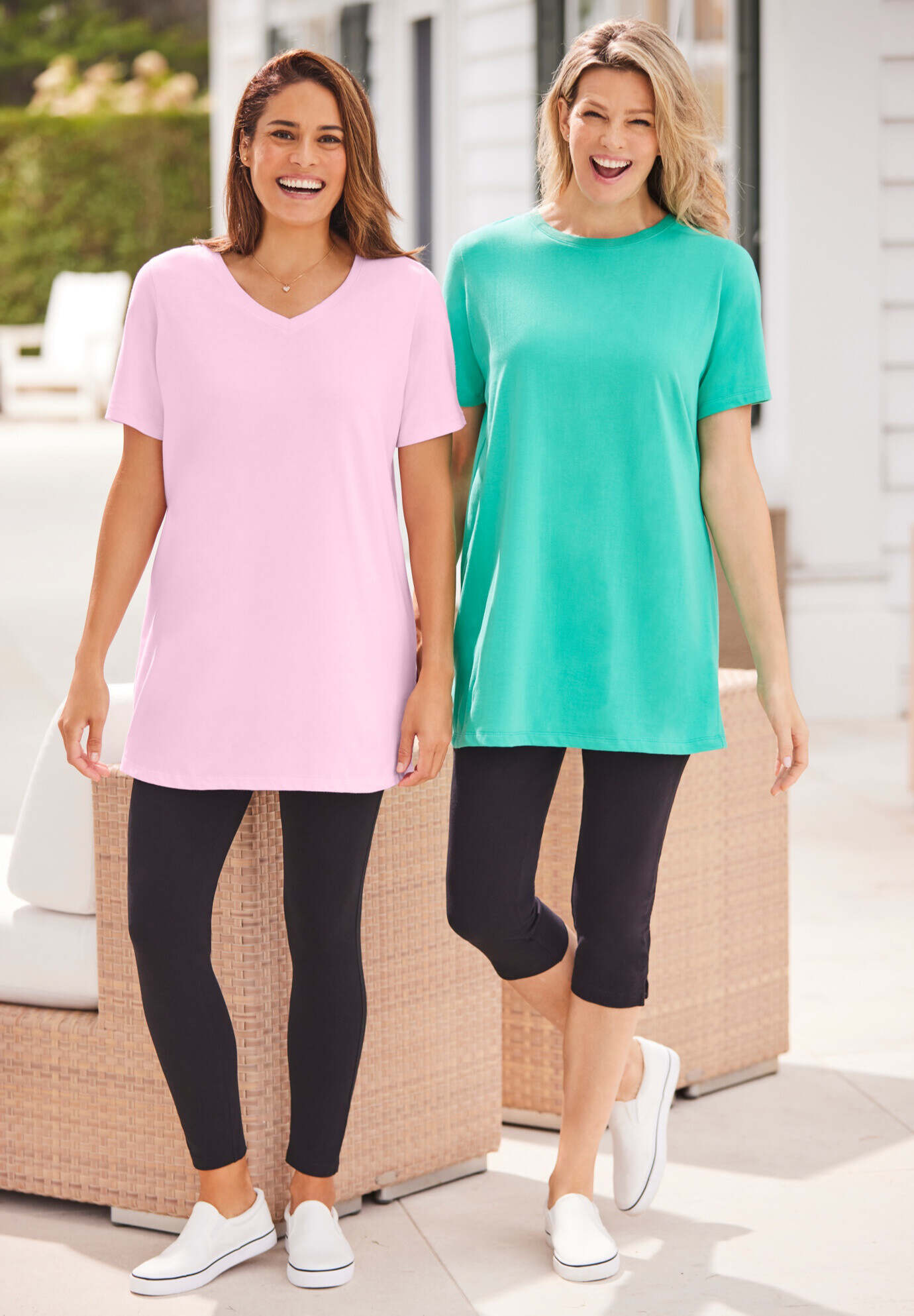 Perfect Printed Short-Sleeve V-Neck Tunic