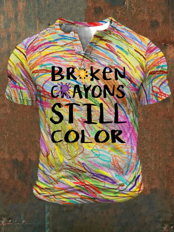 Men's Broken Crayons Still Color Print Casual Top