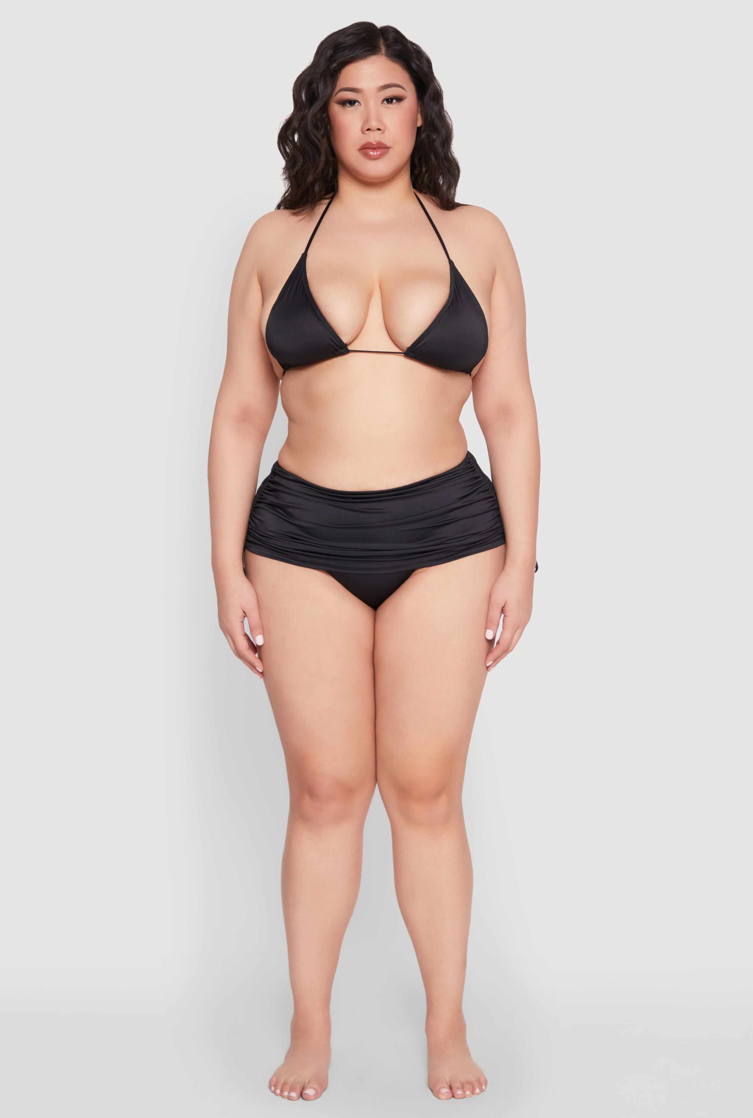 Plus Size Drawstring Ruched Swim Skirt