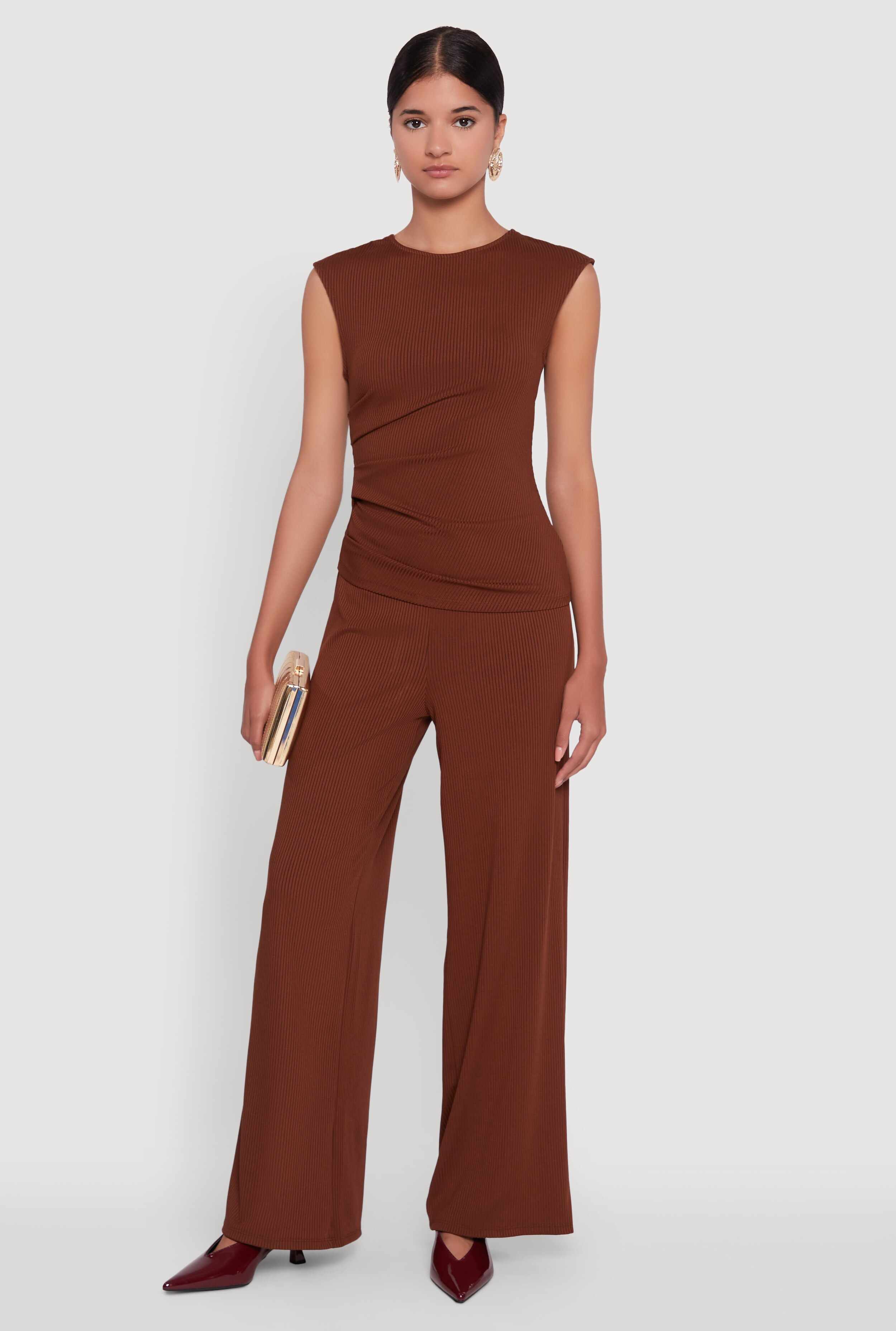 Ribbed Knit Sleeveless Solid Top