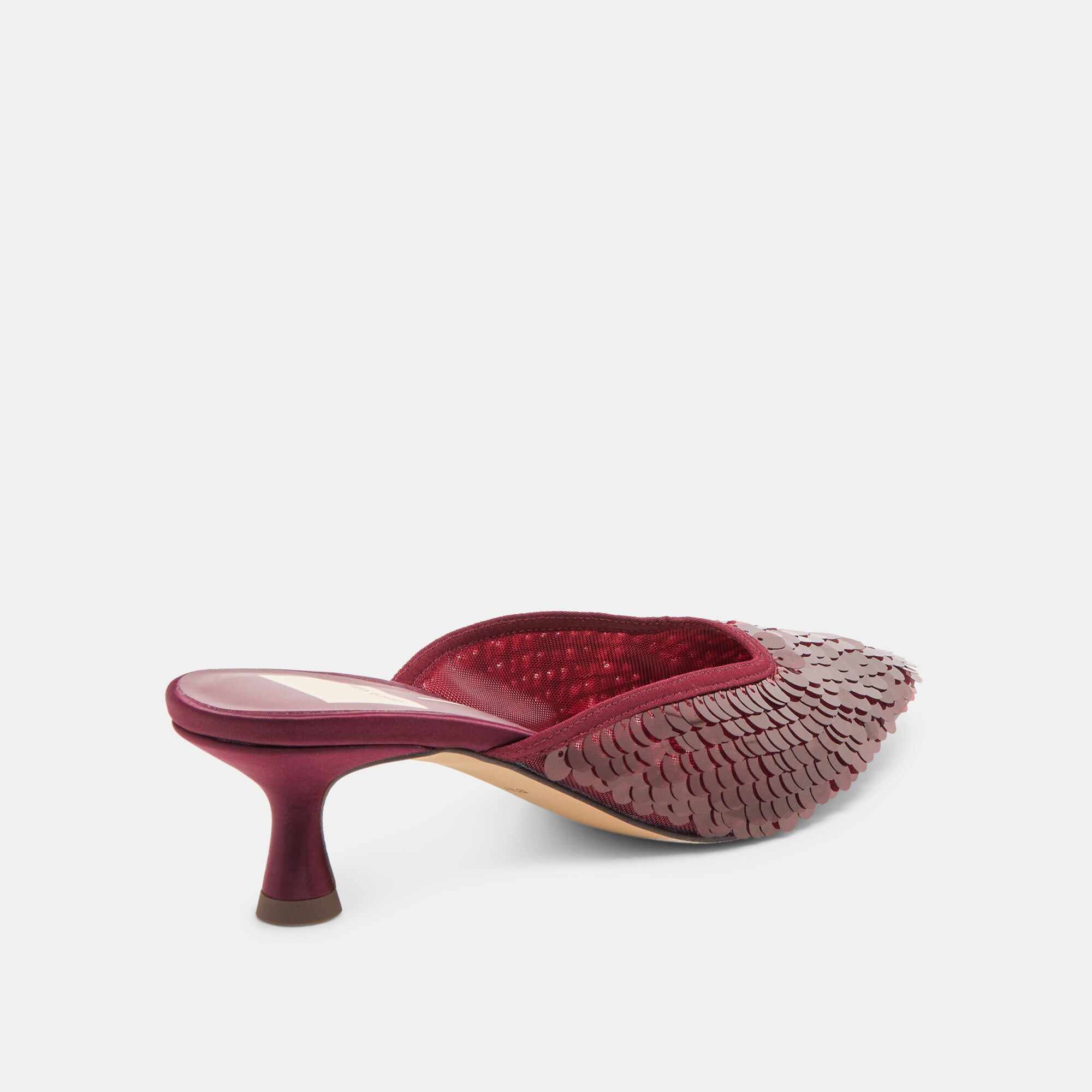 CLEO SEQUIN HEELS CRANBERRY SEQUIN