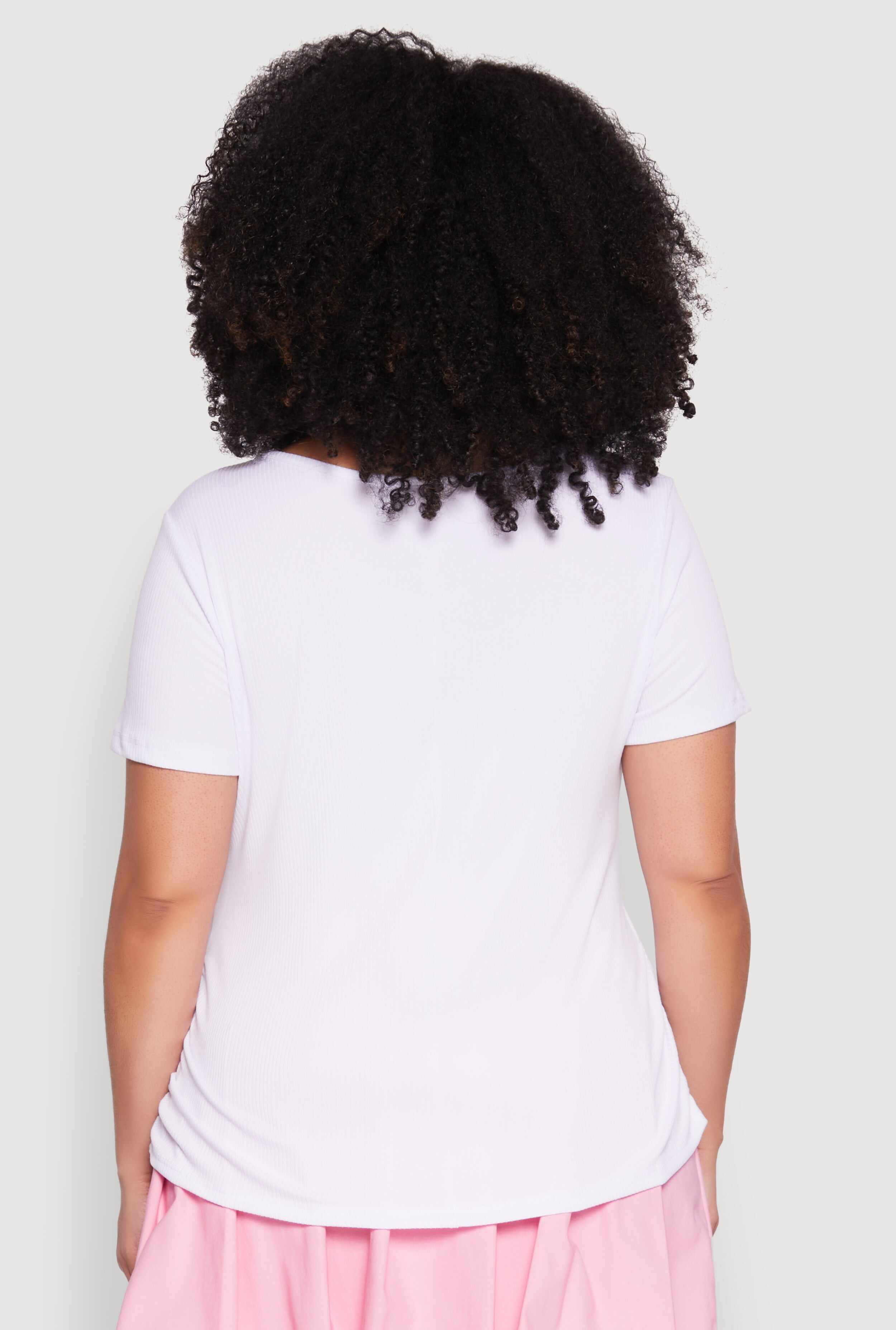 Plus Size Ribbed Knit Baddies Graphic Tee