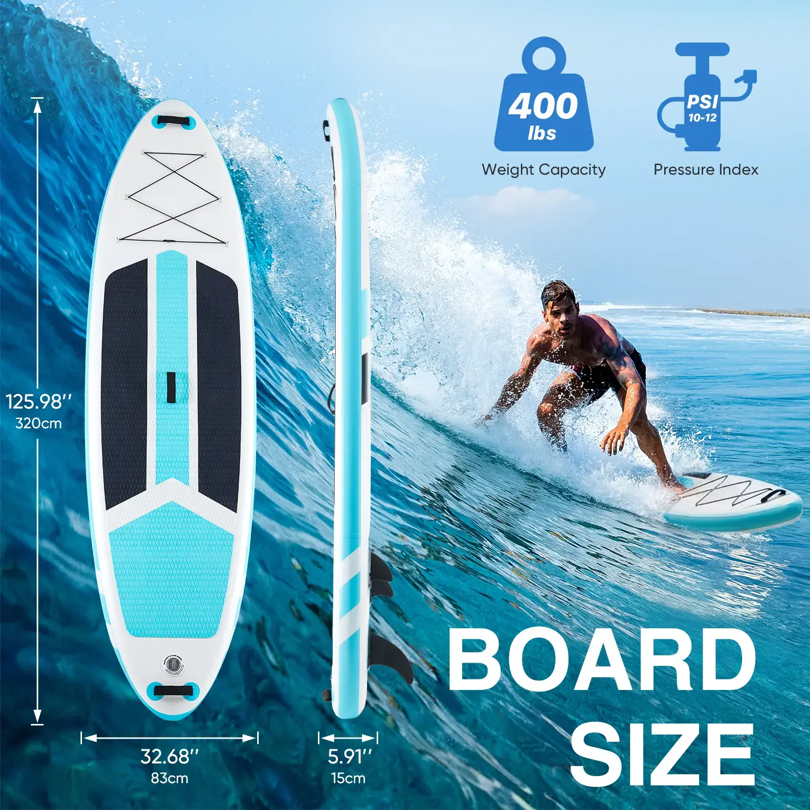 Premium SUP Inflatable Stand Up Paddle Board with 2-in-1 Paddle, Wide Stable Design, Non-Slip Comfort Deck for Adults & Youth, Non-Slip Comfort Deck