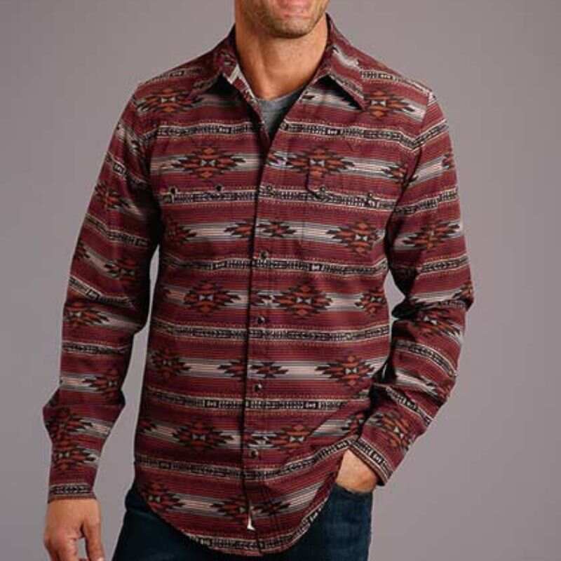 Mens Long Sleeve Aztec Western Shirt