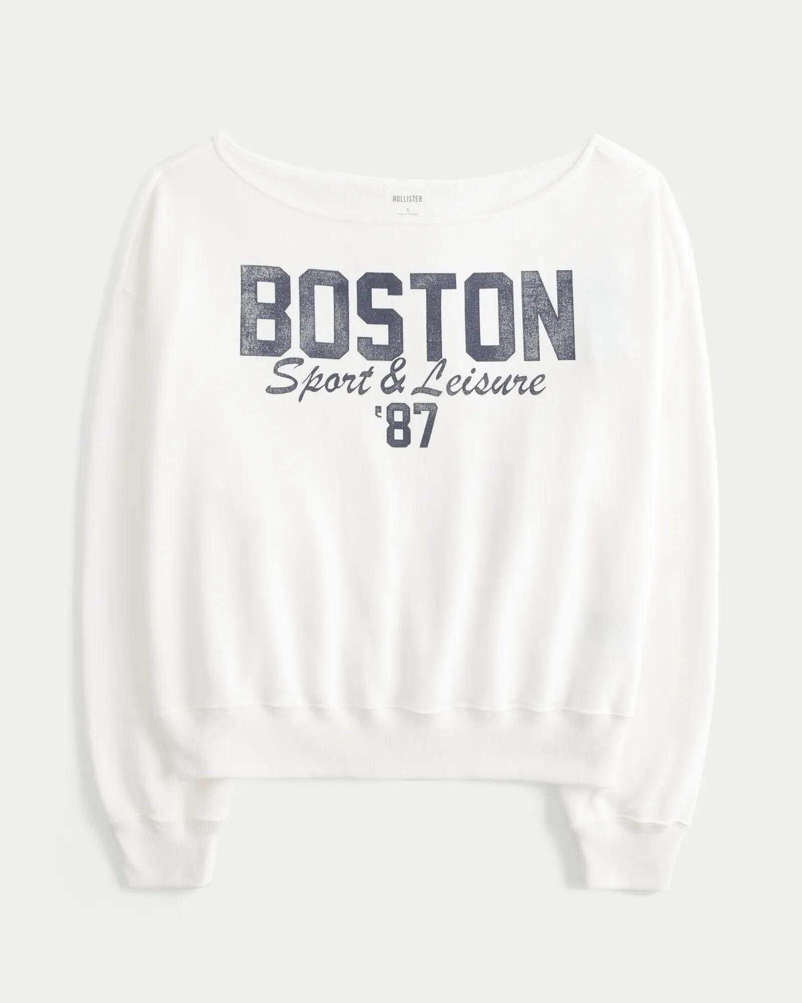 Easy Off-the-Shoulder Connecticut Graphic Sweatshirt