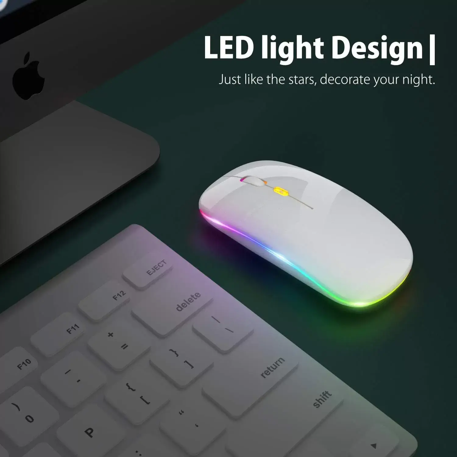 [Upgrade] LED Wireless Mouse, Slim Silent Mouse 2.4G Portable Mobile Optical Office Mouse with USB & Type-c Receiver, 3 Adjustable DPI Levels for Notebook, PC, Laptop, Computer, MacBook (Pink)