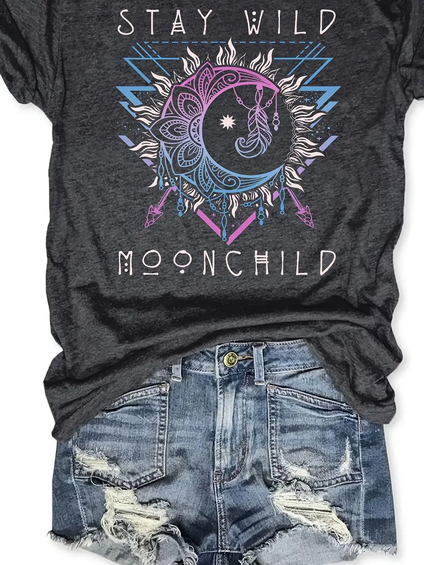 Unisex Shirt Stay Wild Moonchild Design Print T-shirt