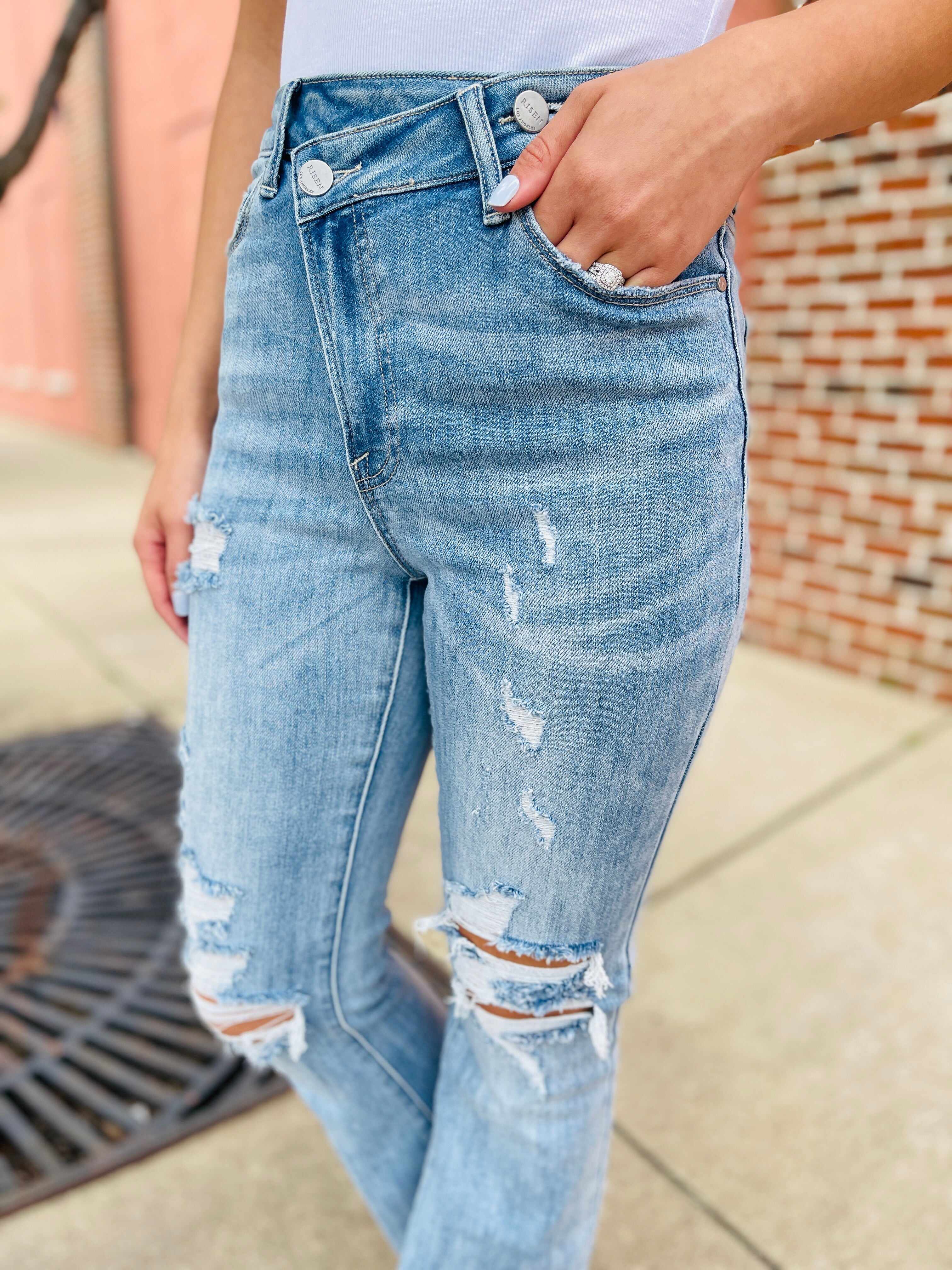 Risen Plus/Reg Make Them Stare Crossover Flare Jeans