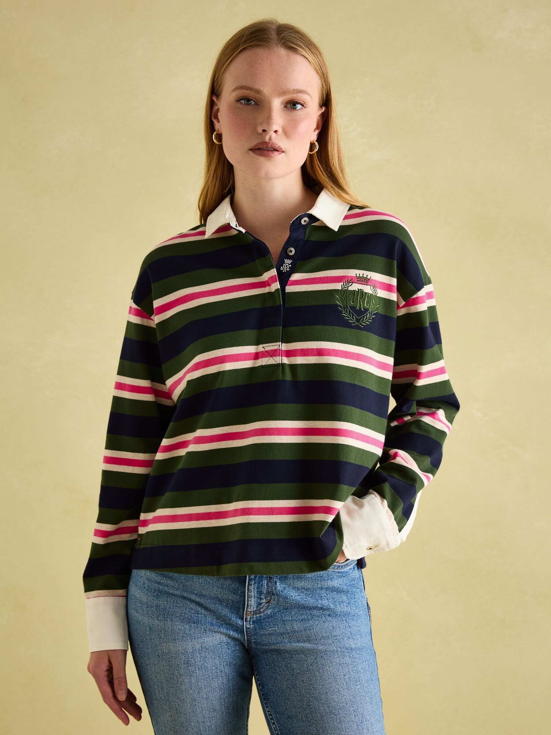 Lara Green/Pink Boxy Fit Rugby Shirt