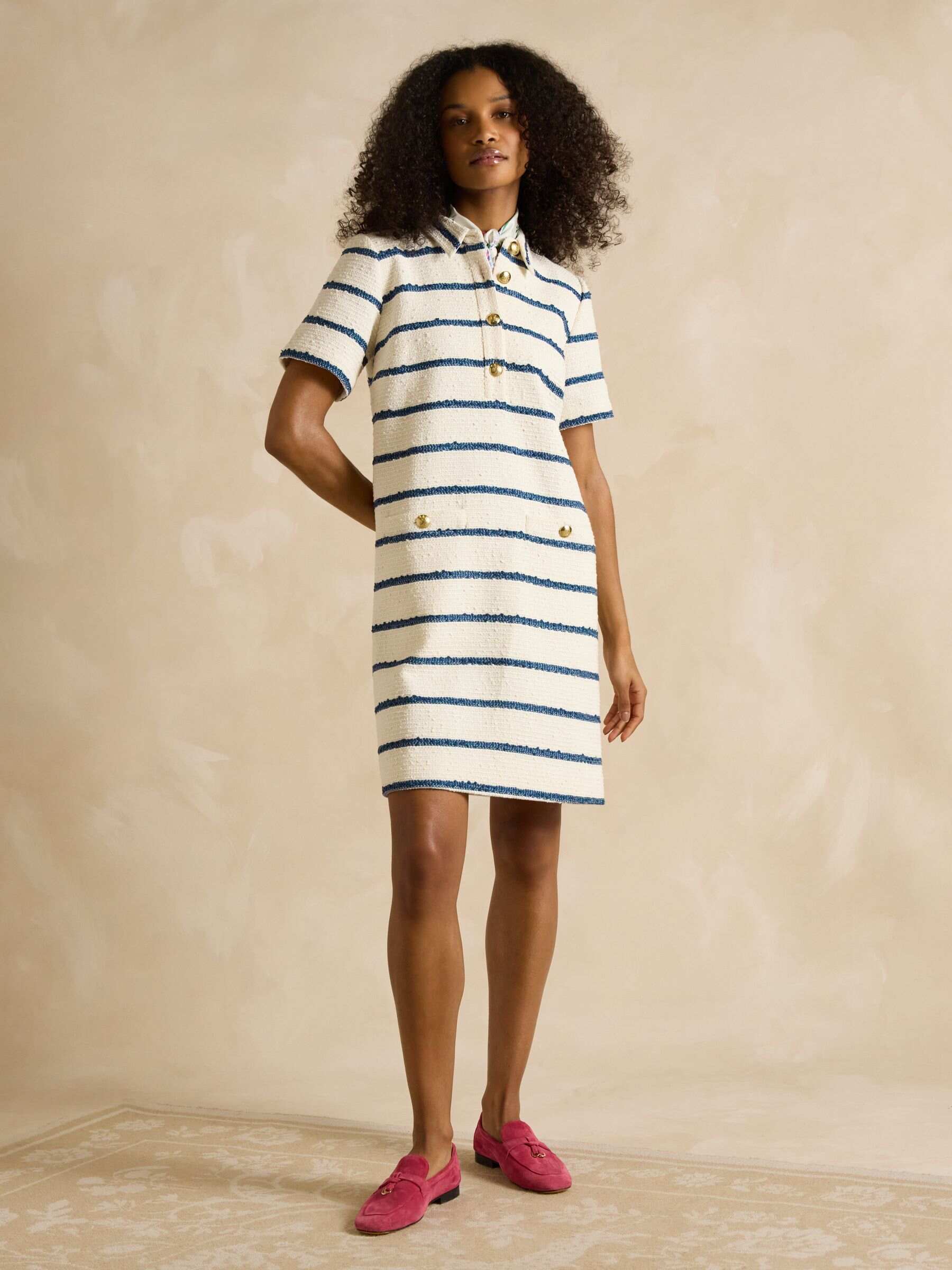 Odette Stripe Boucle Shift Dress