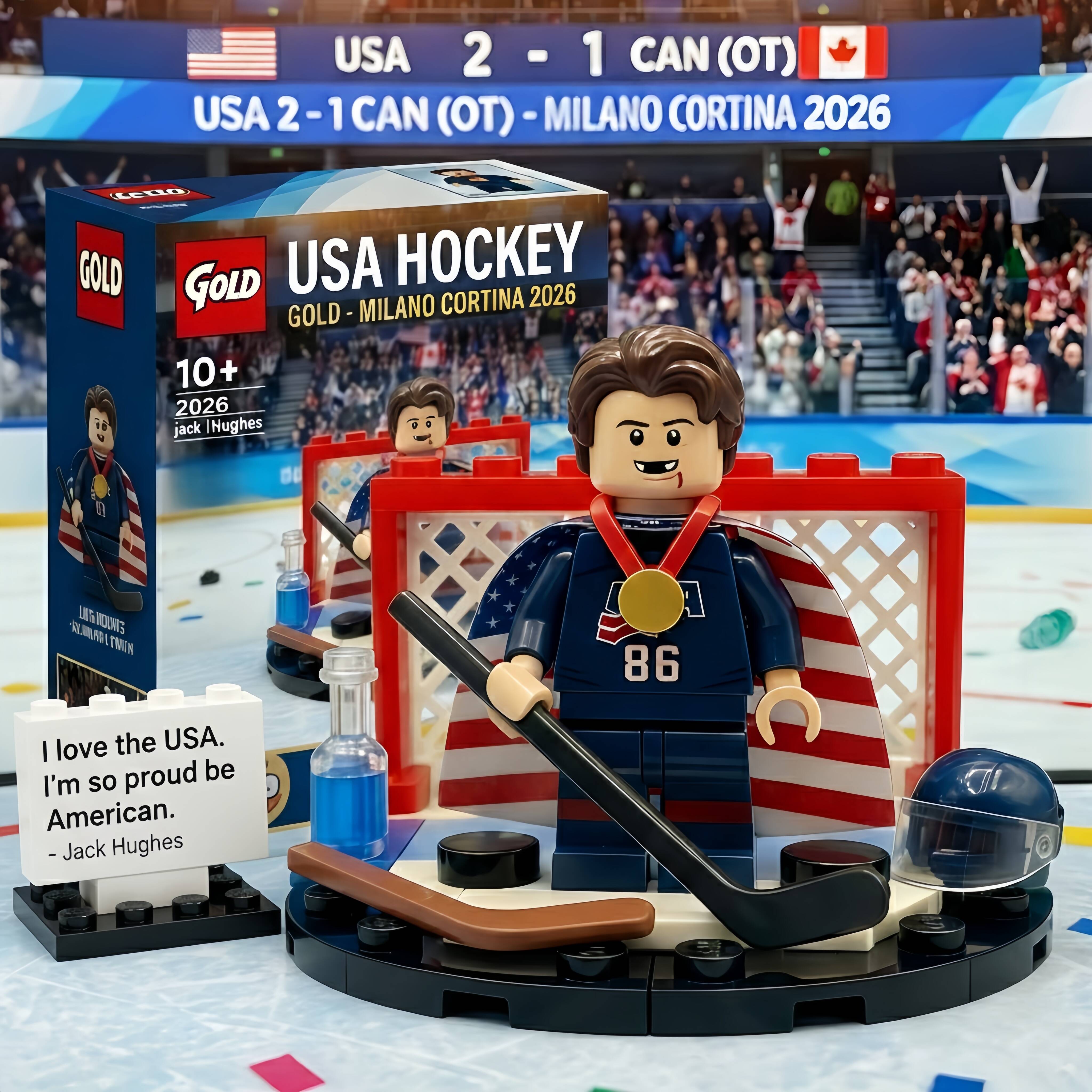 Jack Hughes – 2026 Olympic Gold Commemorative Brick Set