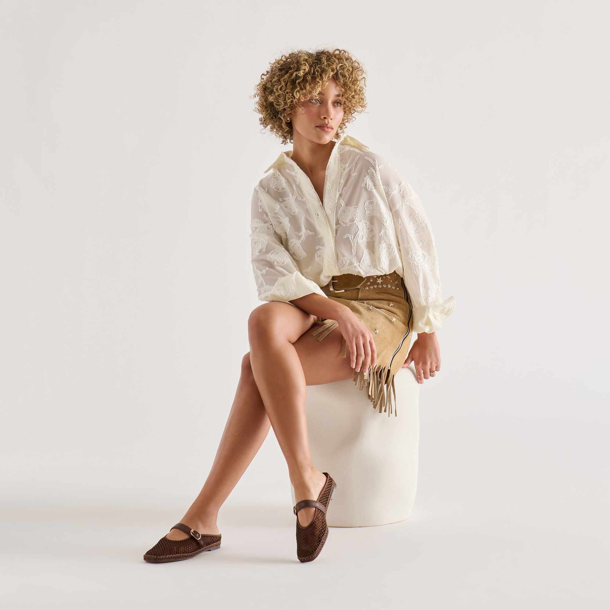 MILIE FLATS CHOCOLATE WOVEN MESH