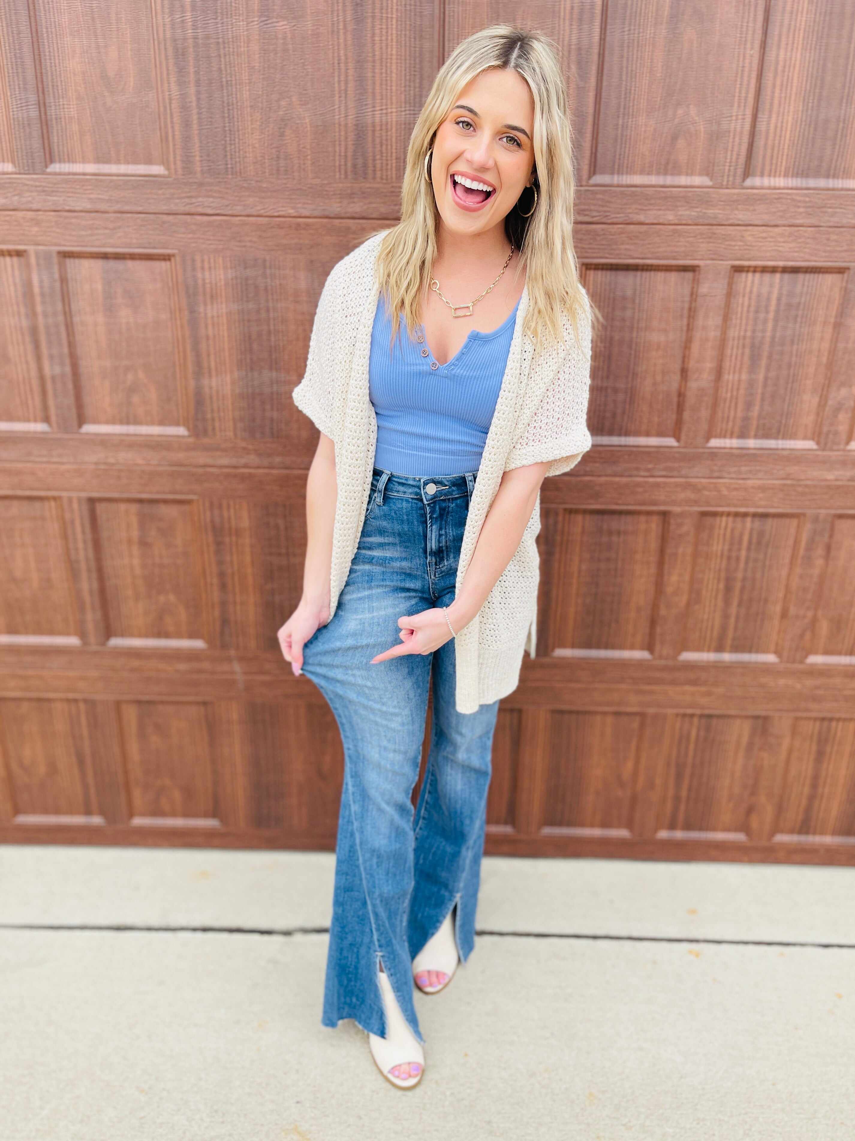 Risen Plus/Reg Hi-Rise Twist And Shout Your Love Flare Jeans