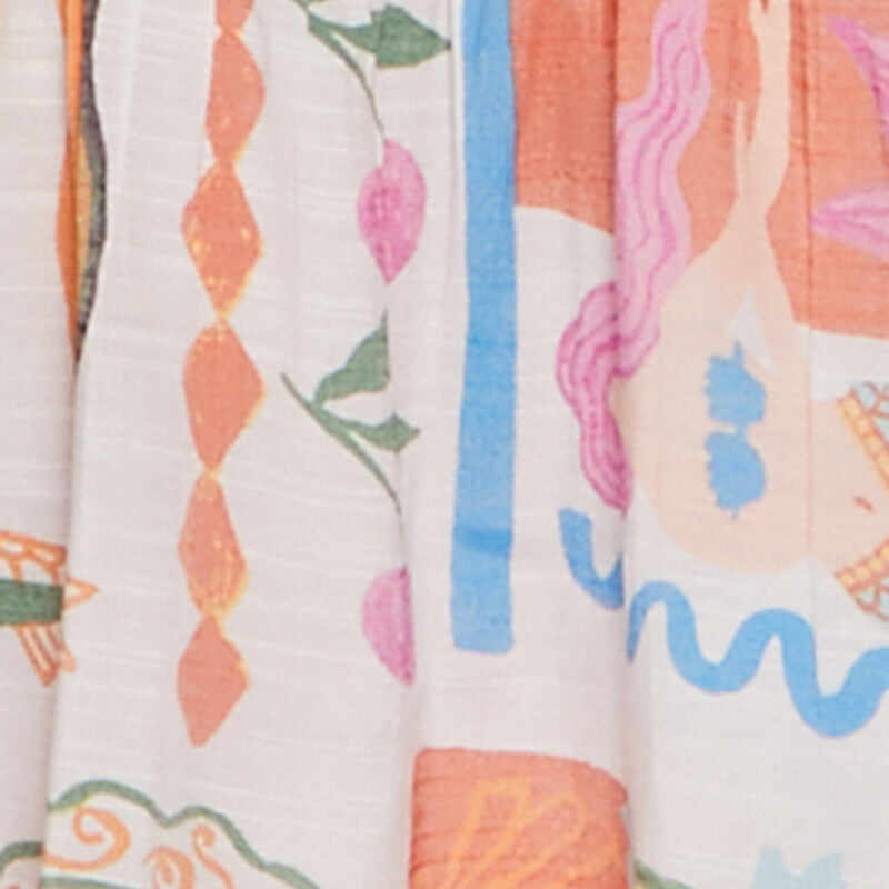 Tropical Print Tiered Twist Front Midi Dress