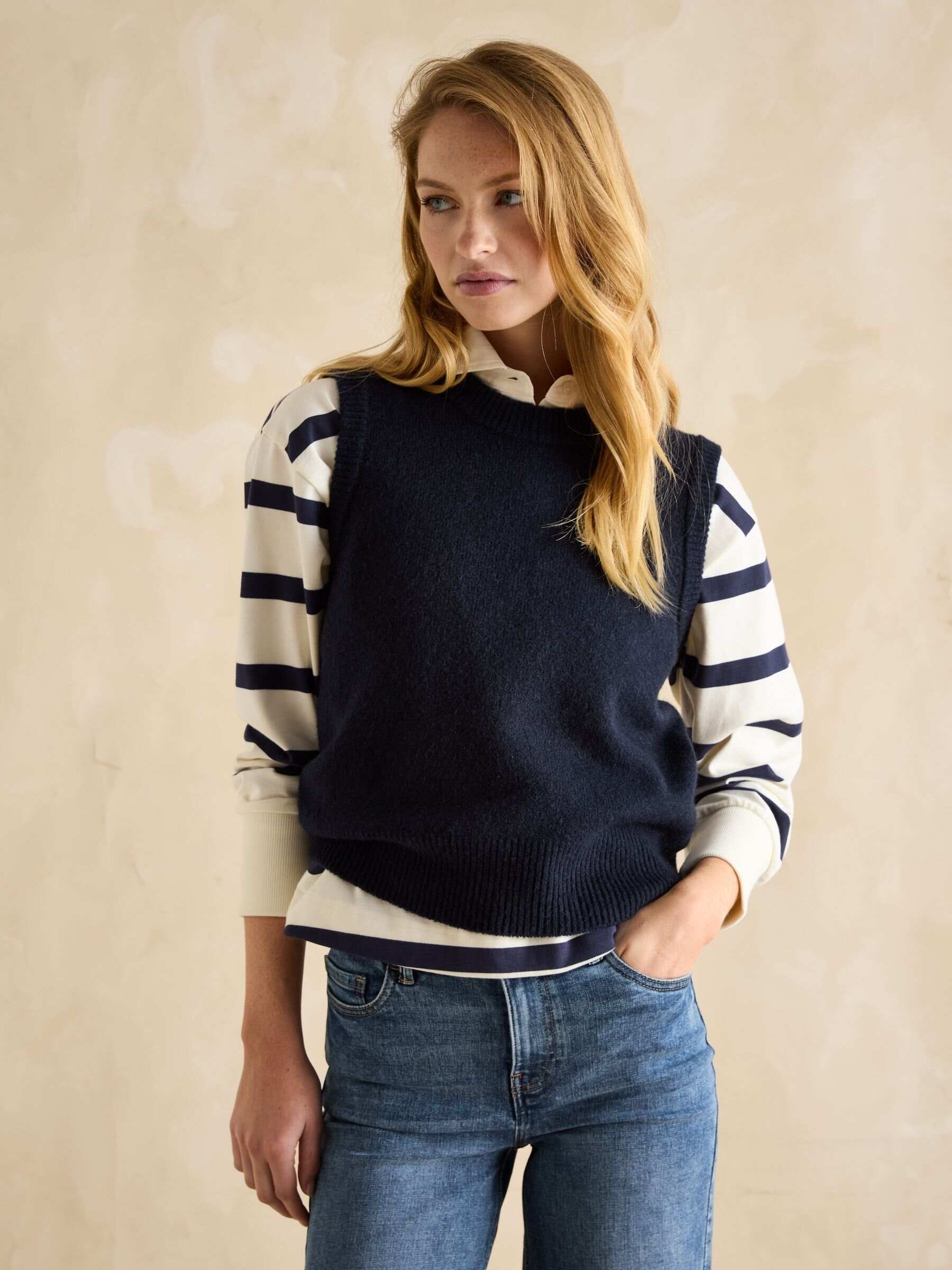 Holly Navy Blue Knitted Vest
