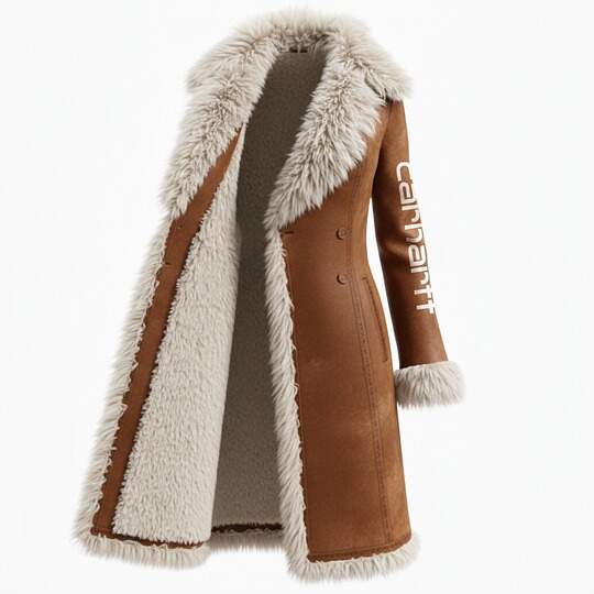 Luxurious Faux Fur Trimmed Long Coat for Winter Elegance