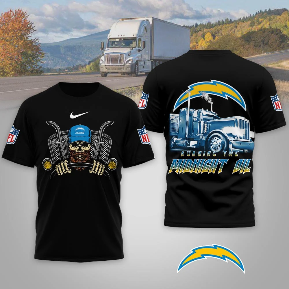 Los Angeles Chargers | Premium NFL Truck Driver Burn The Midnight Oil 3D Shirt NP