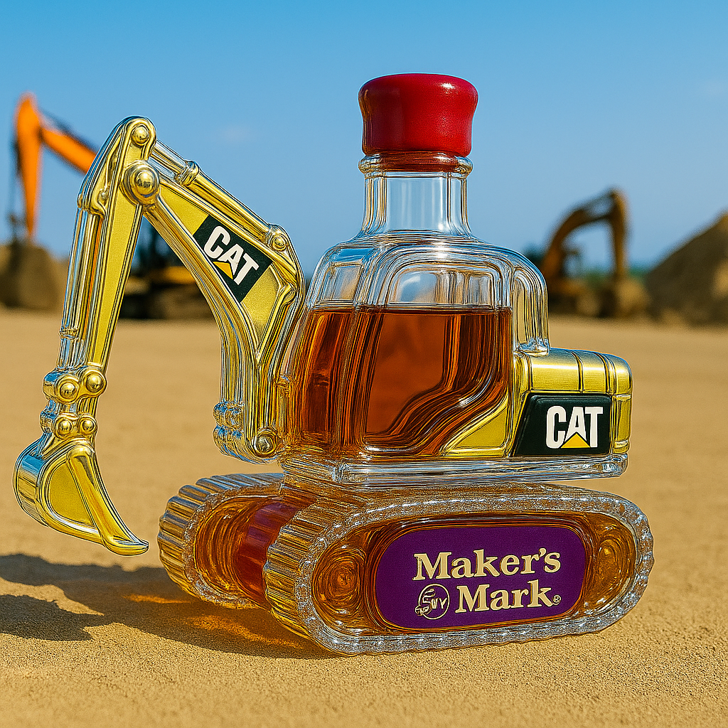 Caterpillar Excavator Whiskey Bottle