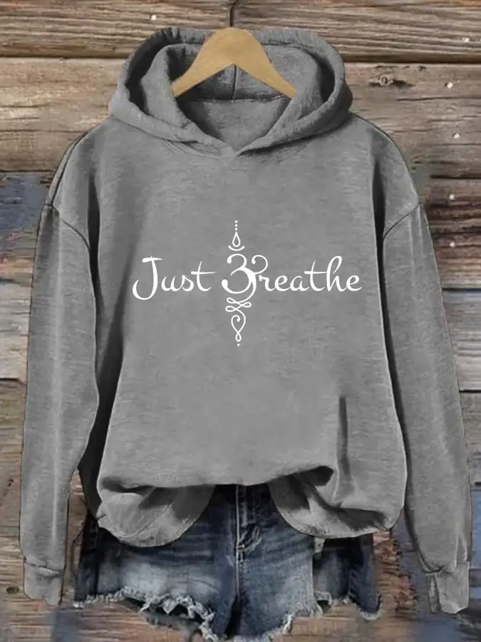 Women's Just Breathe Print Casual Sweatshirt