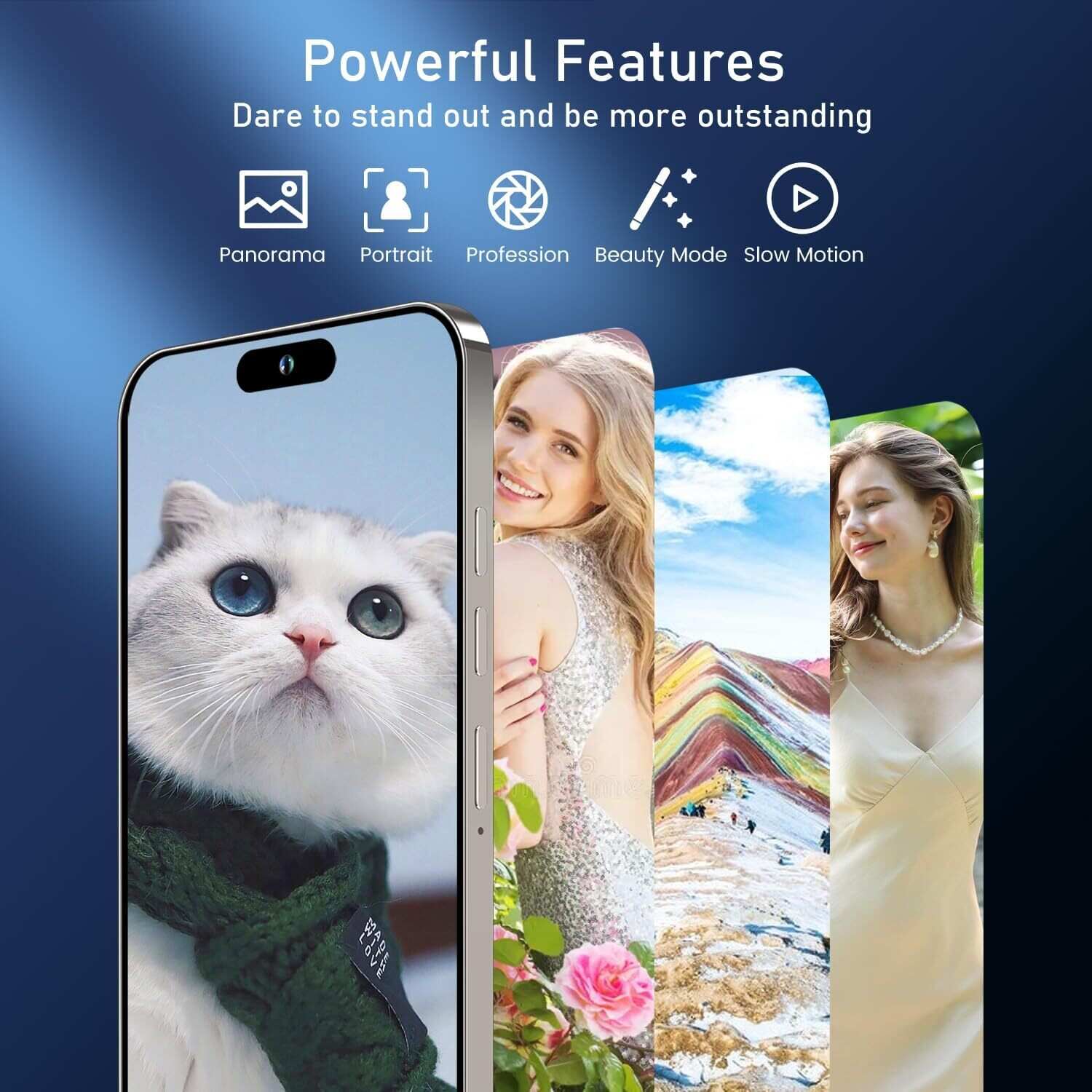 A15 Pro Max Smartphone, 6+256GB Unlocked Phone, Android 13.0, 48+108MP Zoom Camera, Long Battery Life 6800mAh, Dual SIM, 6.7“ HD Screen,5G Phone