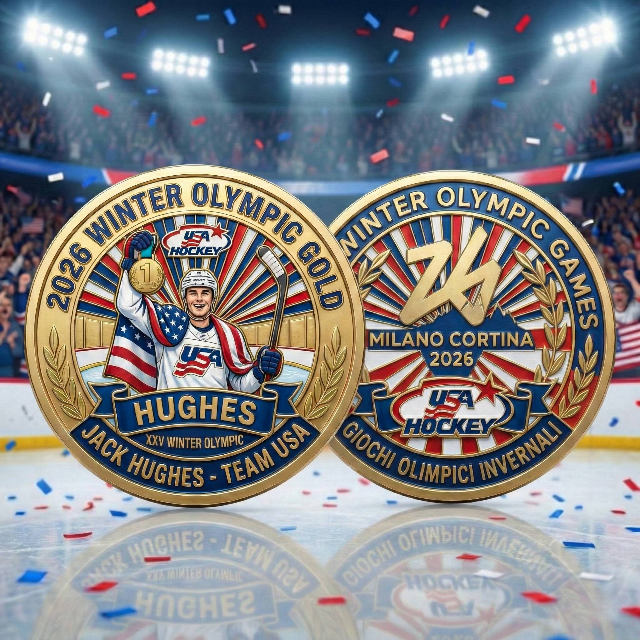 复制Jack Hughes – 2026 Winter Olympic Gold Commemorative Coin