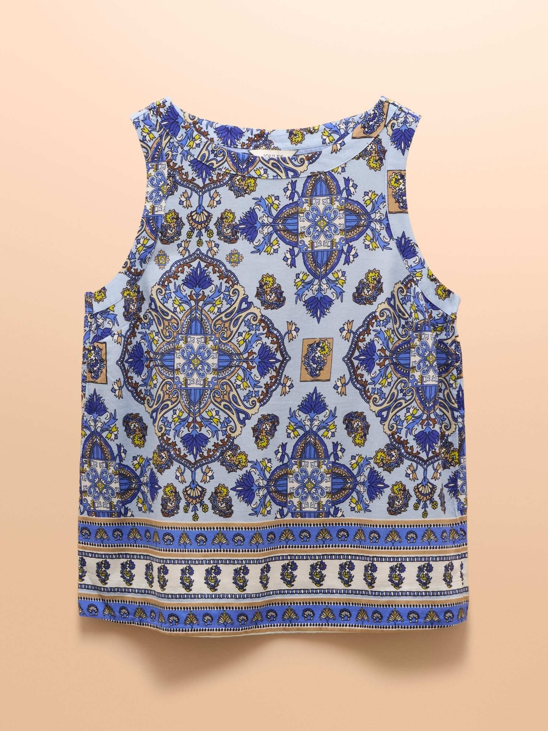 Cove Blue Linen-Blend Sleeveless Top