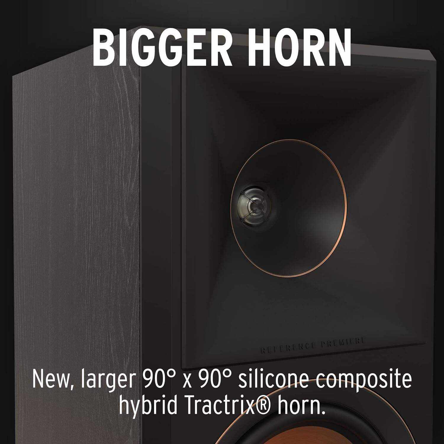 Klipsch Reference Premiere RP-500M II Bookshelf Speaker Pair with Larger 90° x 90° Hybrid Tractrix® Horn, 1” Tweeter, 5.25” Cerametallic Woofers for Room-Filling Home Theater Sound in Walnut