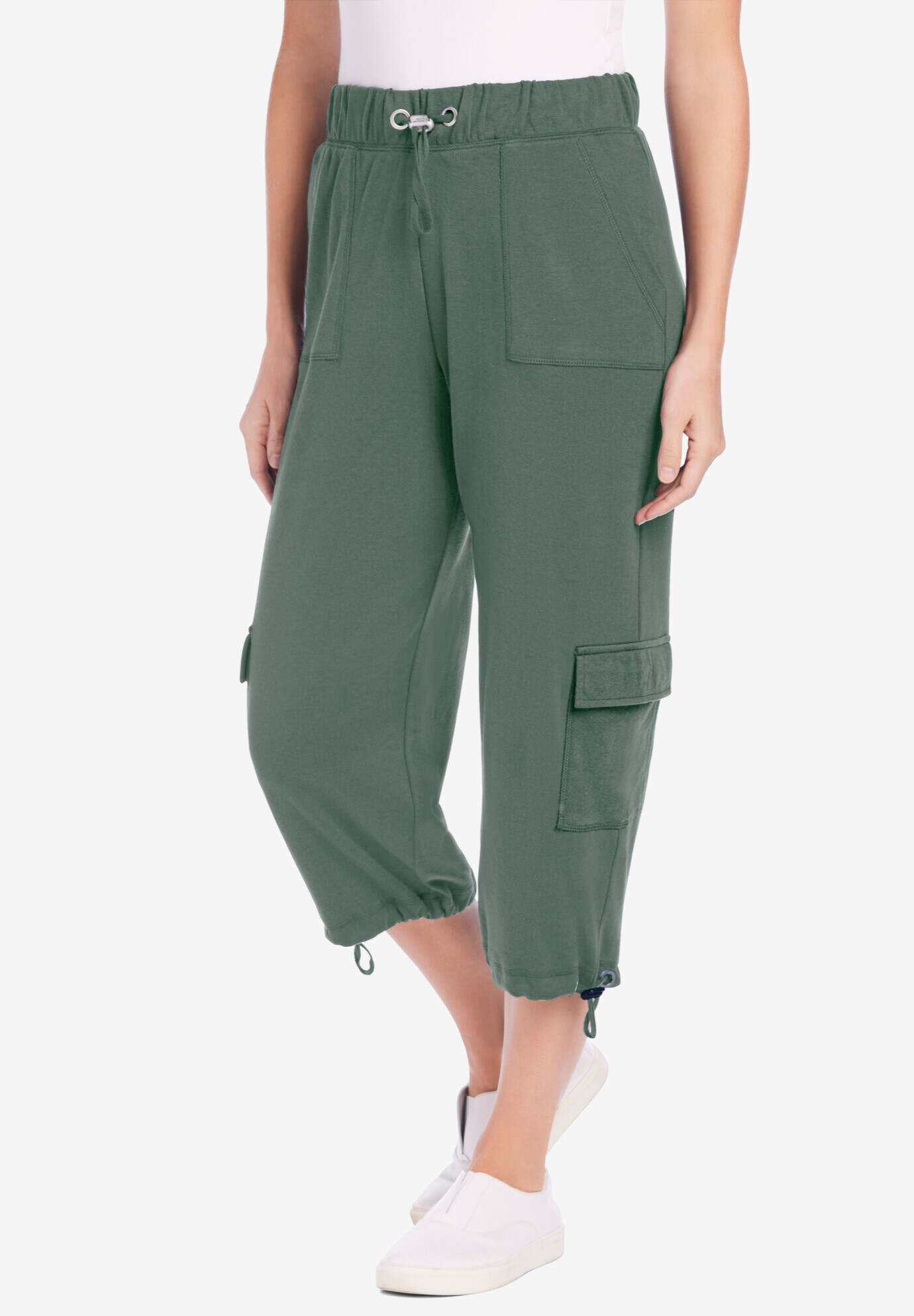 Pull-On Knit Cargo Capri