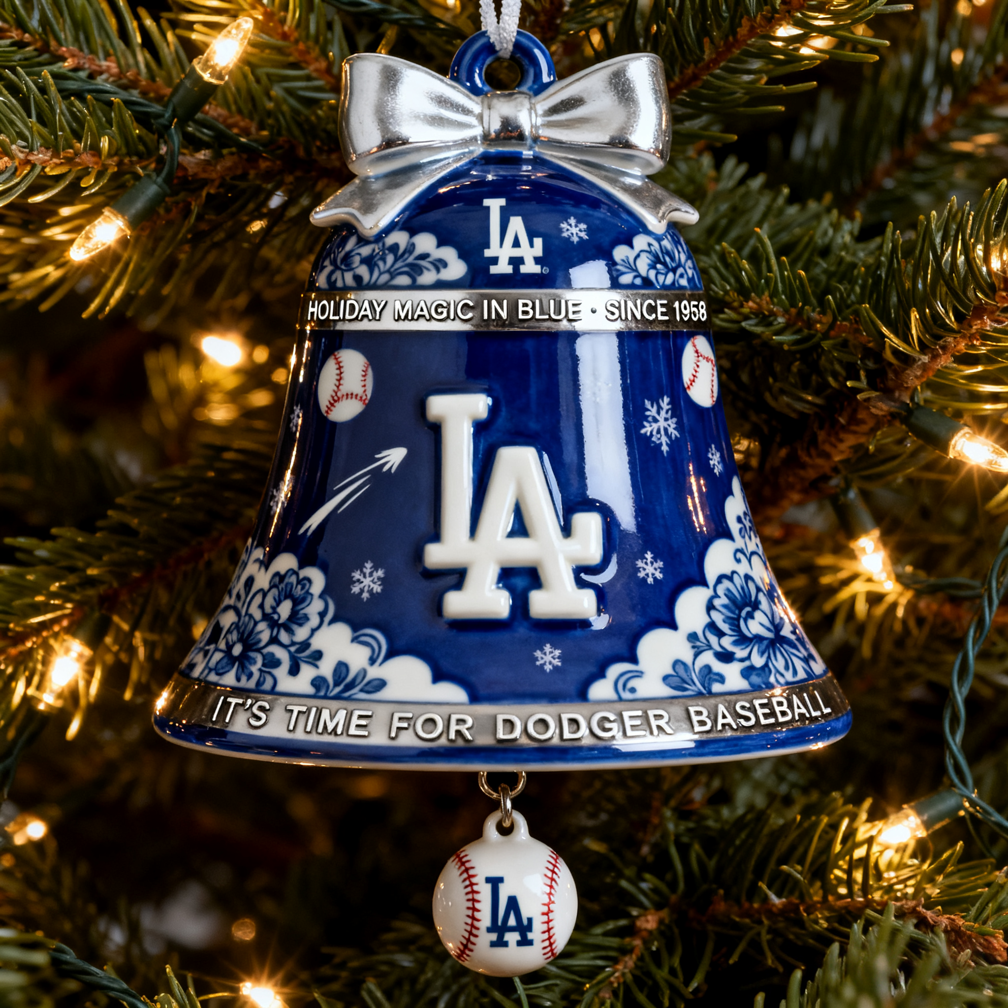 Los Angeles Dodgers “Holiday Magic in Blue” Bell Ornament