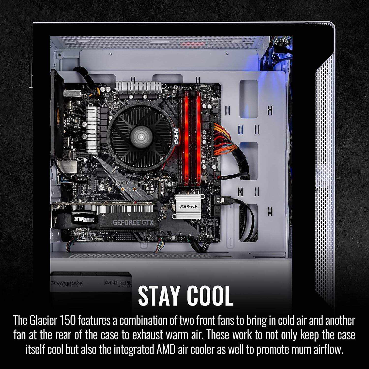 Thermaltake Frostbite 380 Gaming Desktop (AMD RyzenTM 7 5800X 8-core, ToughRam RGB DDR4 3600Mhz 32GB Memory, NVIDIA® GeForce RTXTM 3080, 1TB NVMe M.2, Win10 Home) D3FB-B550-380-LCS