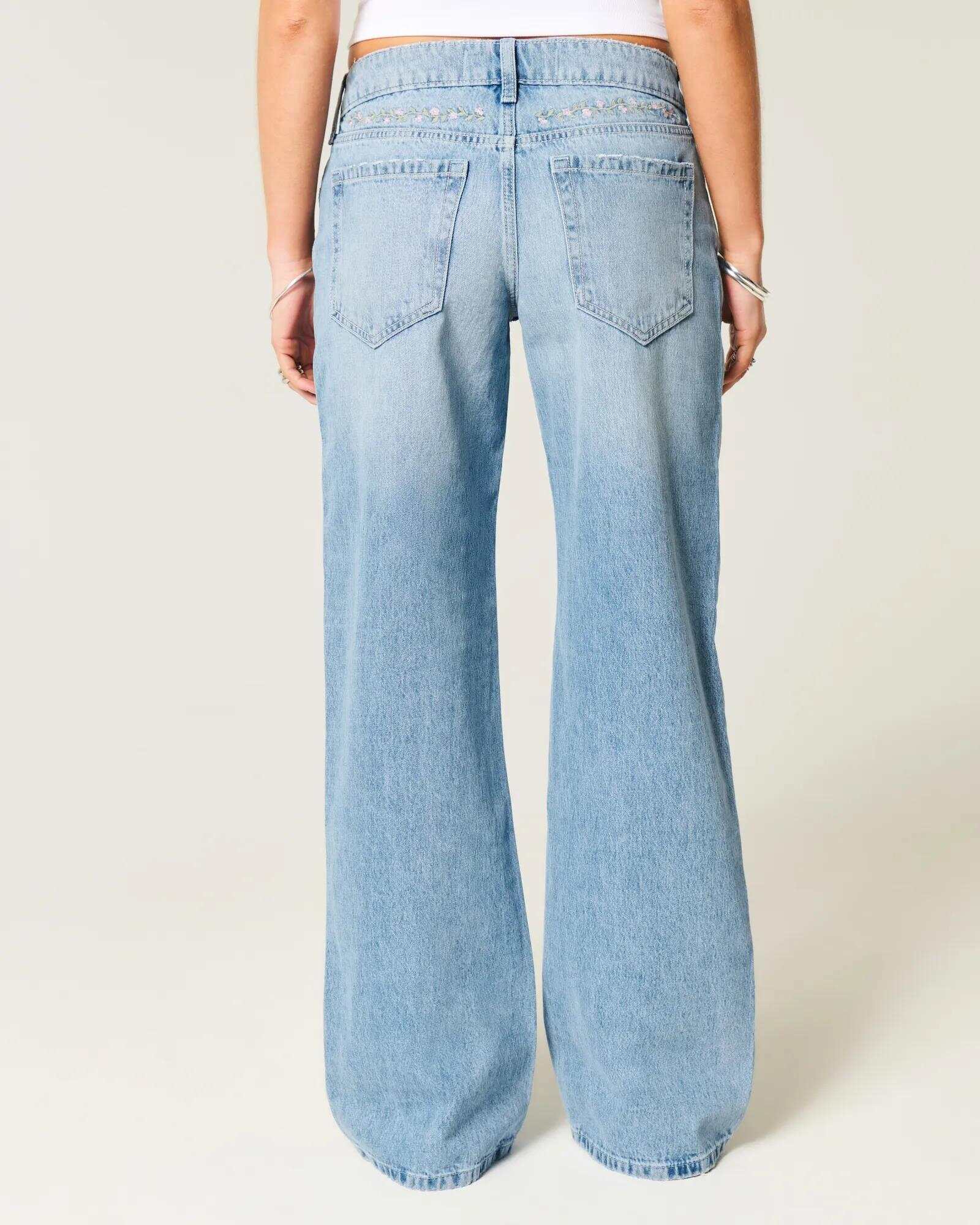 Low-Rise Dark Wash Baggy Jeans