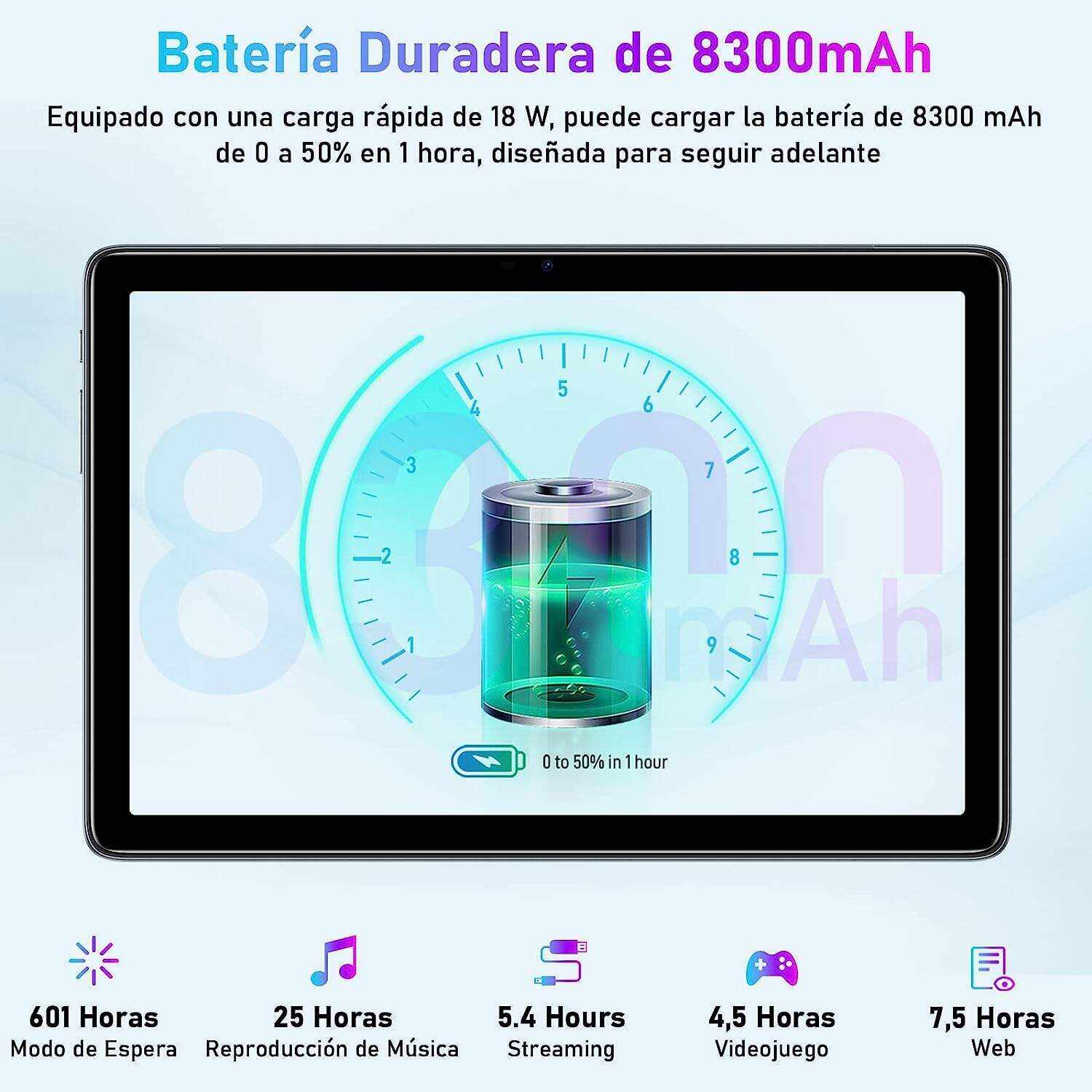 T10 Android Tablet 2K HD 10.1 inch, 15GB RAM 128GB ROM(TF 1TB), Octa-Core Android 12 OS, Battery 8300mAh, 2.4/5G WiFi&Bluetooth 5.0, 13MP+8MP Camera, TÜV Low Bluelight Tablet for Kids (Silvery)