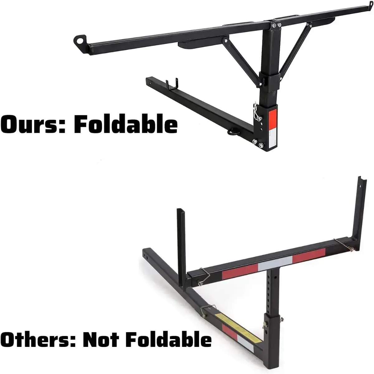 2 in 1 Foldable Truck Bed Hitch Extender Pickup Rack with Safety Flag | For Kayak, Canoe, Lumber & Long Cargo