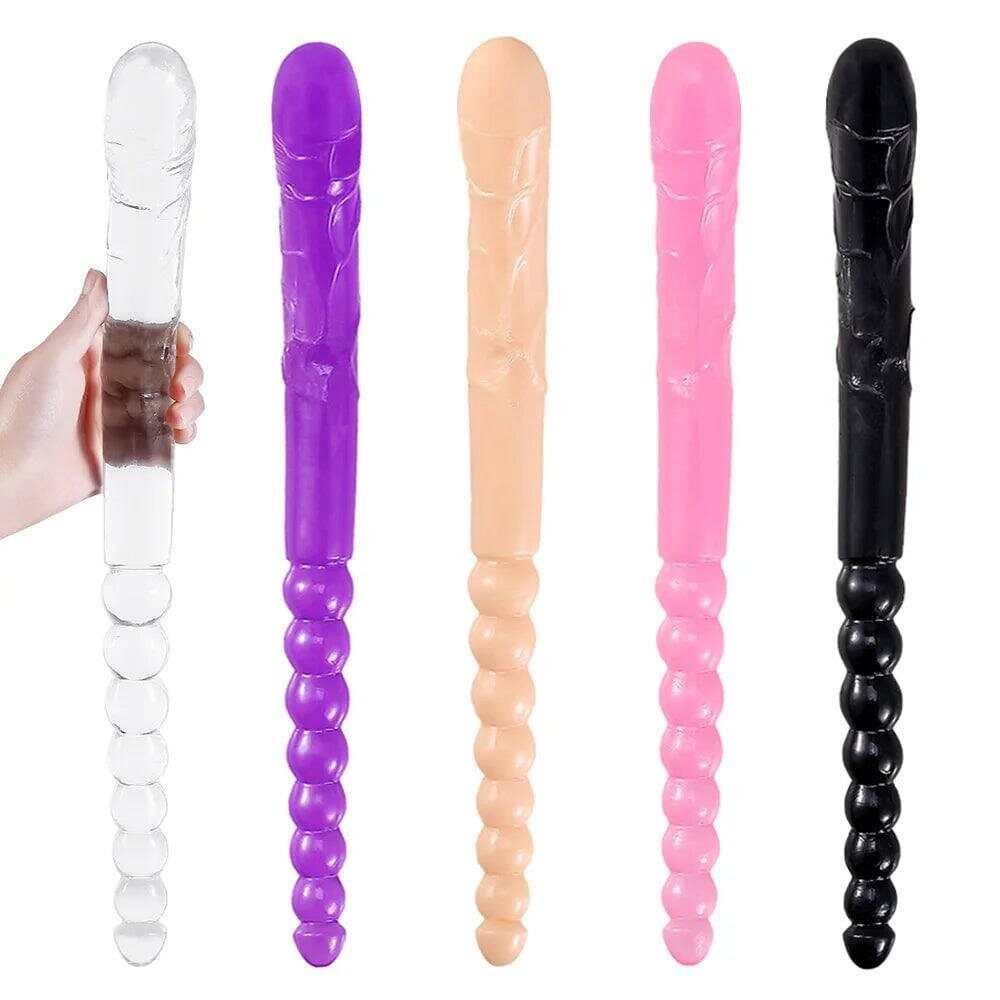 370mm Extra Long Soft Double Head Dildo Toy For Adult Flexible  Jelly Vagina Anal Women Gay Lesbian Ended Dong Penis Artificial