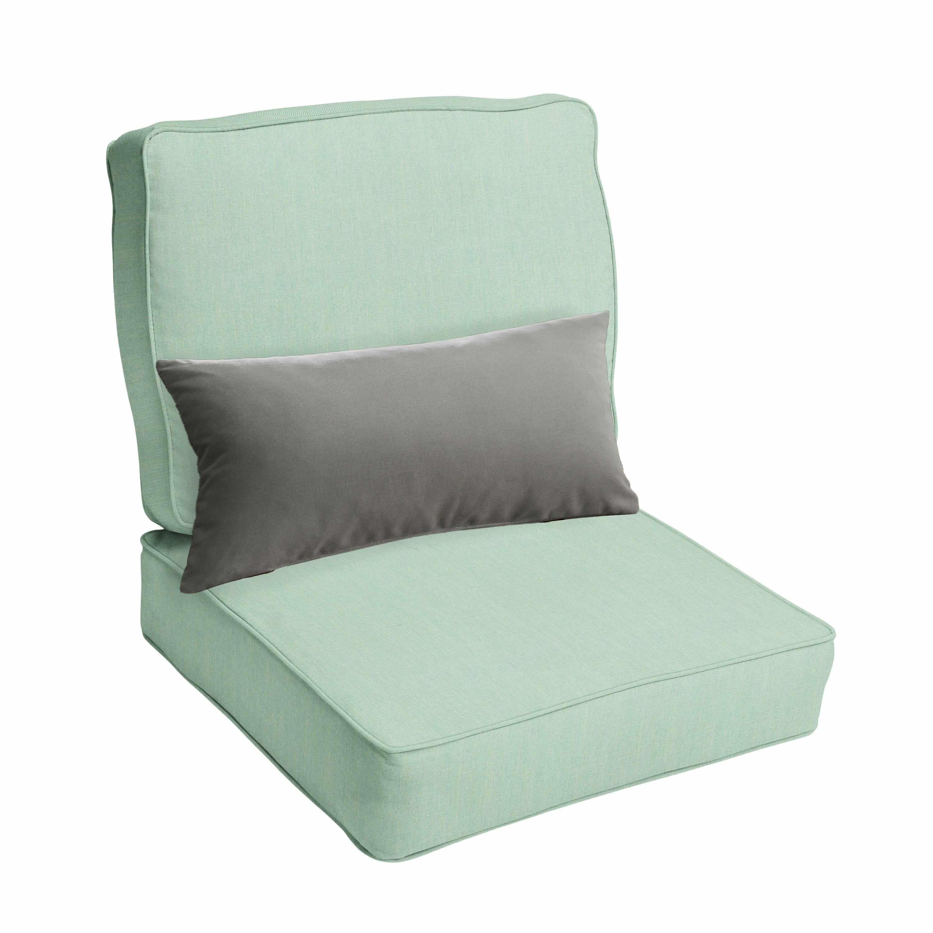Sorra Home Oakley Sunbrella Solid Indoor/ Outdoor Corded Chair Cushion Set and Lumbar Pillow