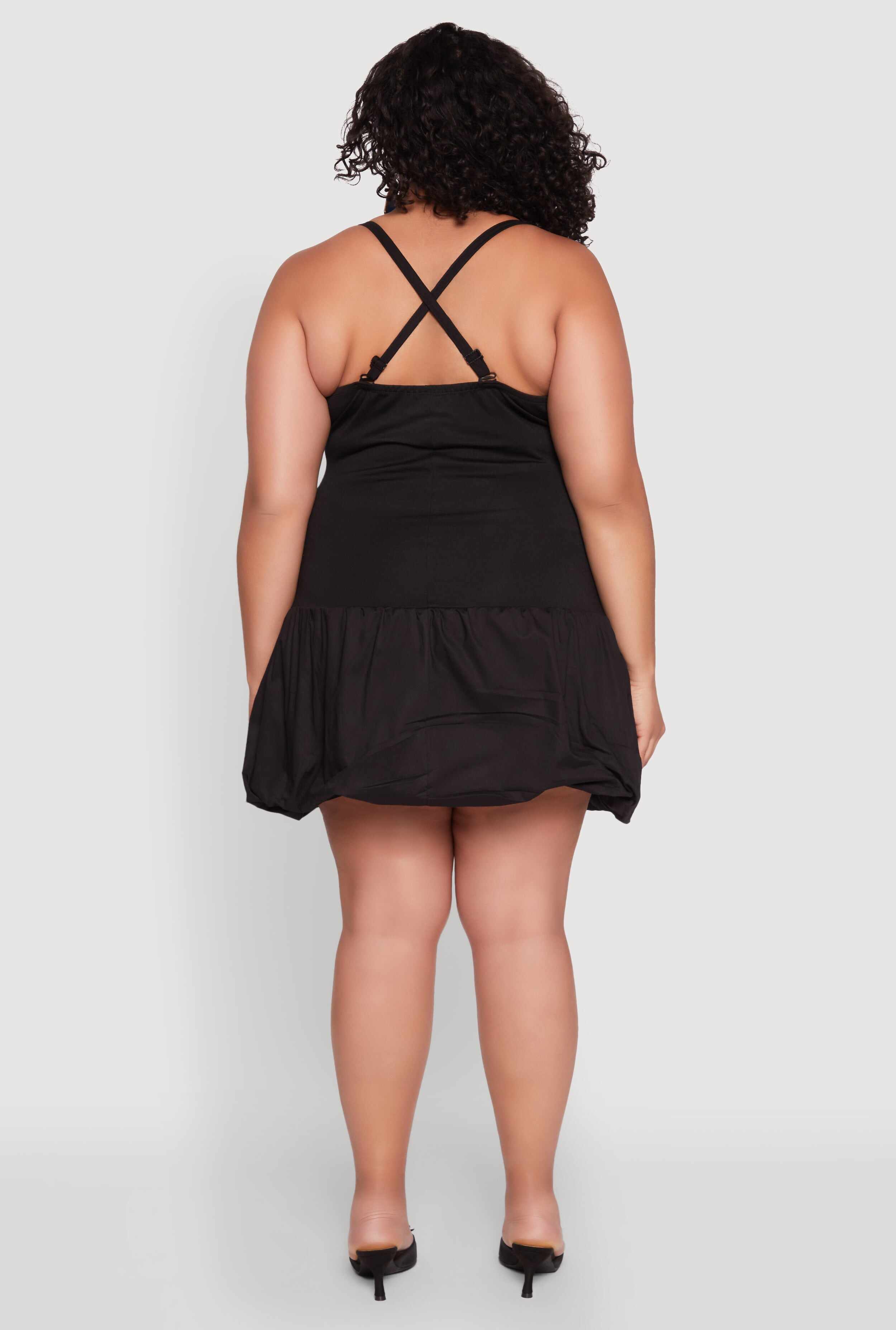 Plus Size Almost Famous Convertible Bubble Hem Dress