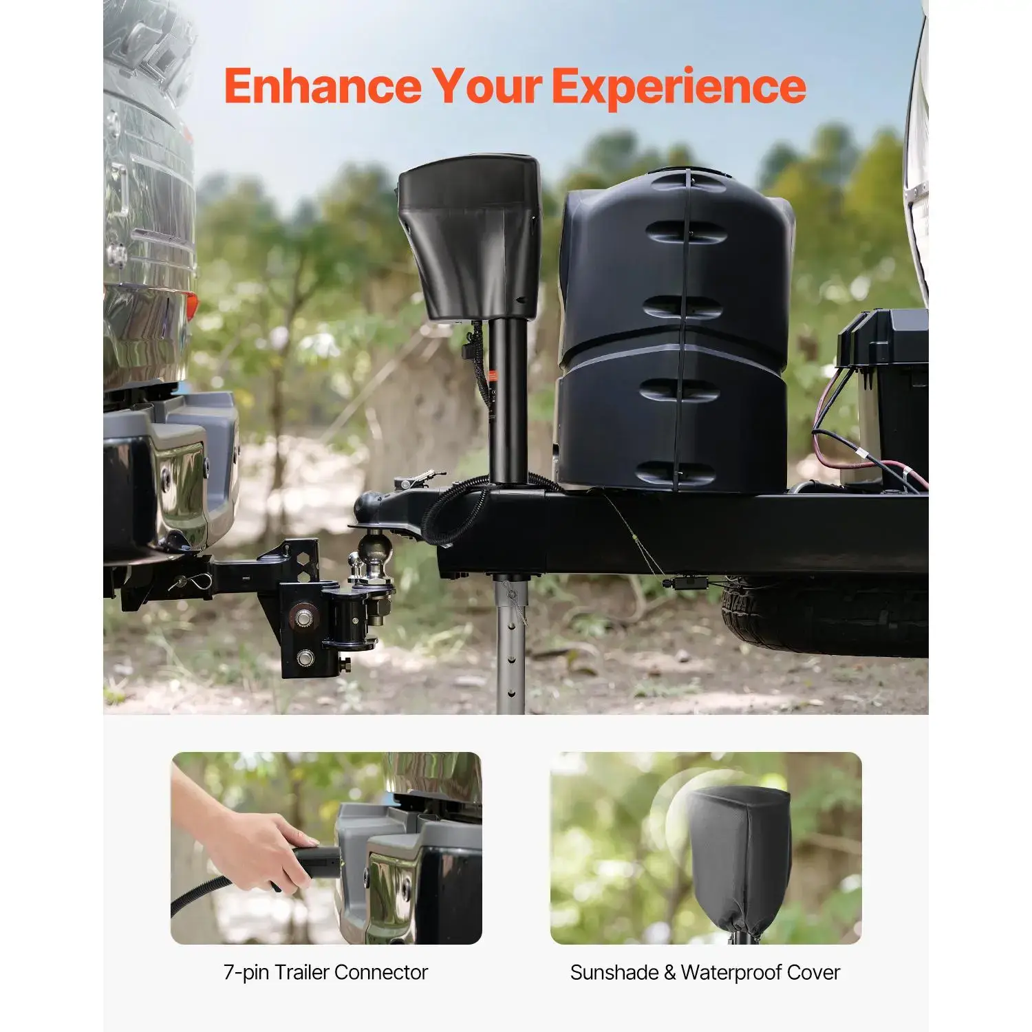 Electric Trailer Jack,  5000 lbs, Heavy Duty RV Electric Power Tongue Jack with 7-pin Connector, Manual Crank Handle & Weatherproof Jack Cover, 10