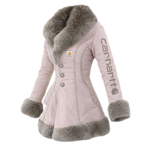 Women's Retro Mid-Length Fur Collar A-Line Coat-Black