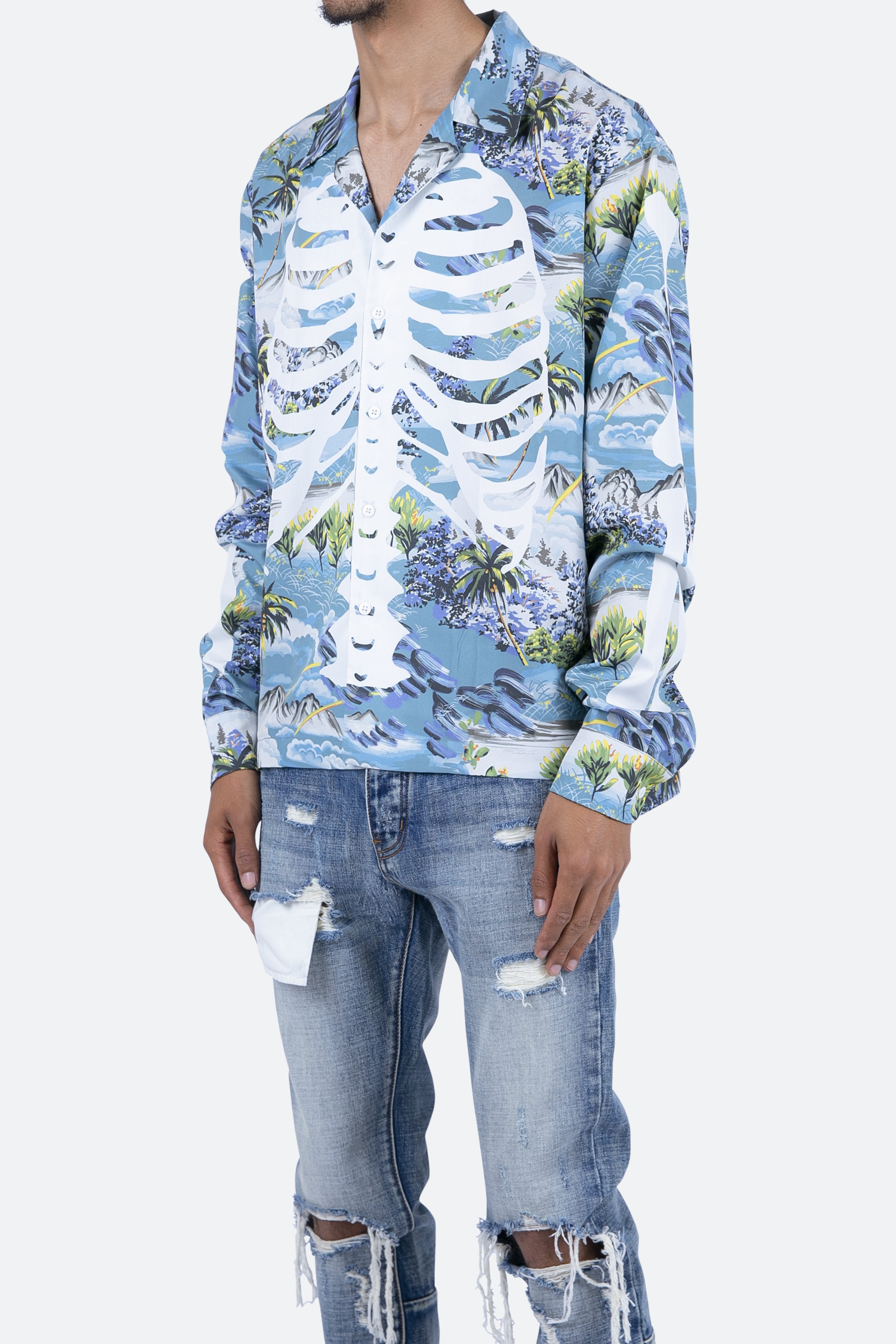 Skeleton Tropical Shirt - Blue