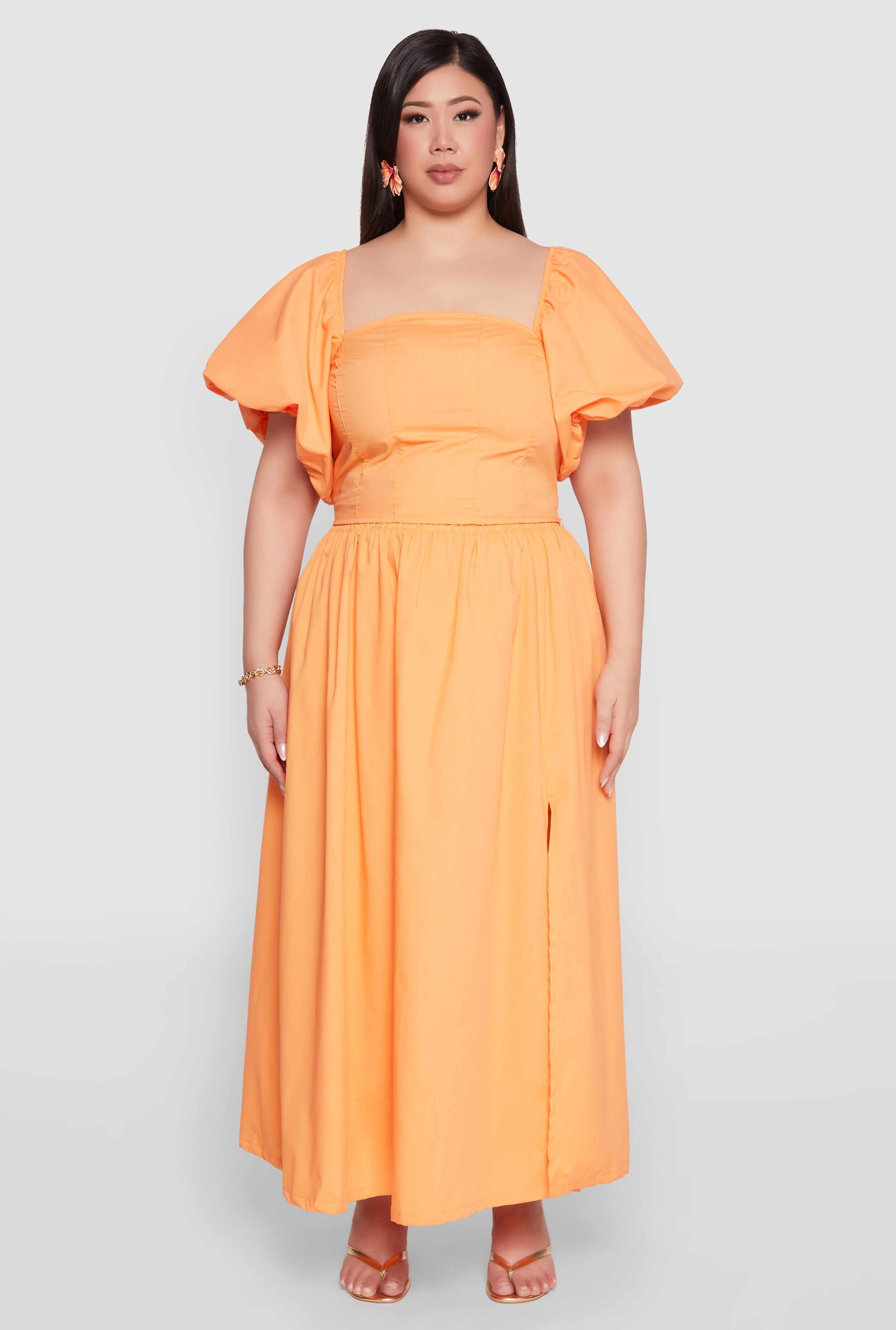 Plus Size Poplin Maxi Skirt