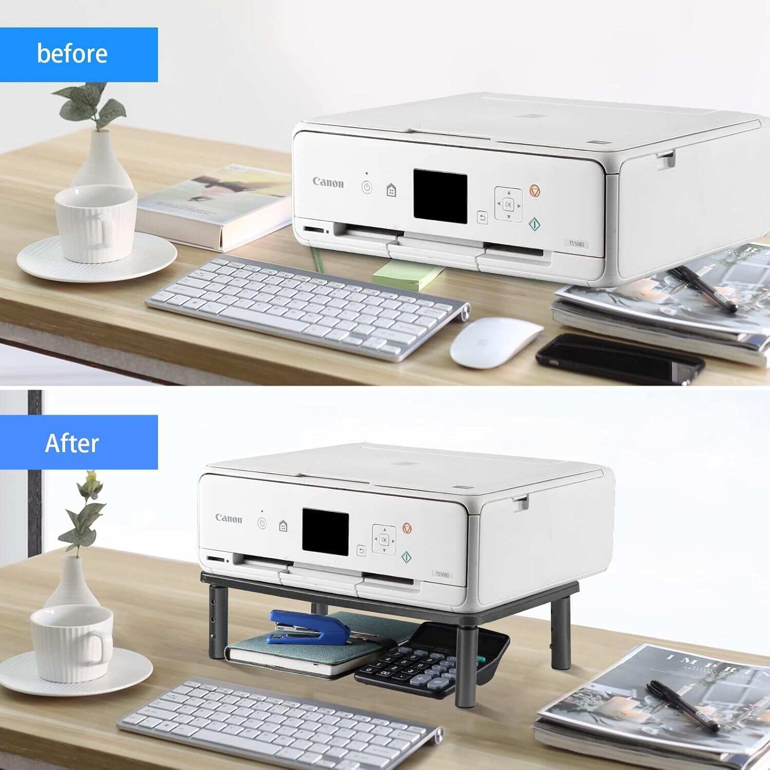 Computer Monitor Stand Riser,Monitor Riser for Laptop, Printer, Notebook and All Flat Screen TV Display with Vented Platform,3 Height Adjustable Laptop Riser,1 Pack,Black(MST003)