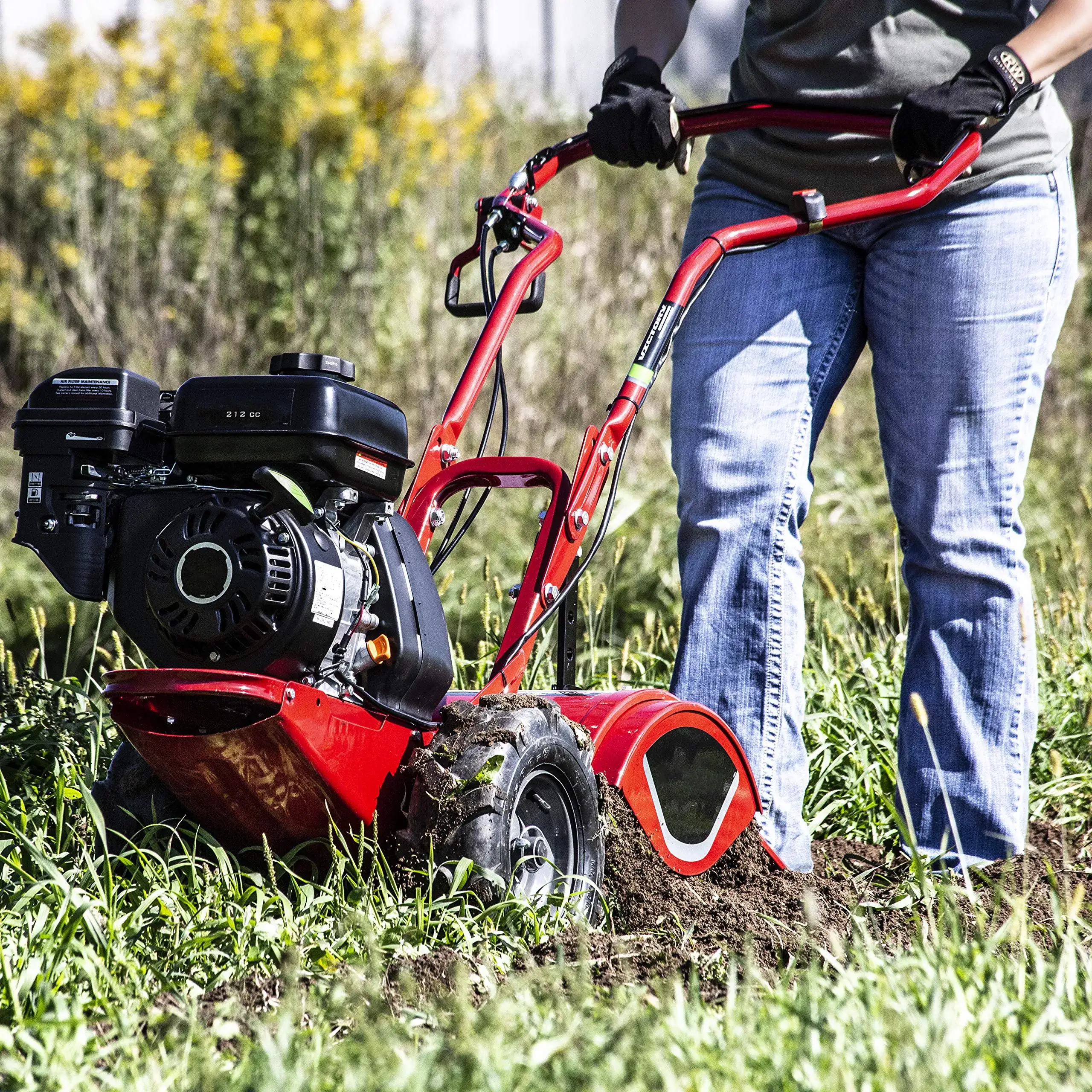 🔥Big Sale Today🔥Rear Tine Tiller, Powerful 209cc 4-Cycle Viper Engine, Rugged Bronze Gear Transmission, Counter-Rotating Tines, Instant Reverse, Pneumatic Wheels