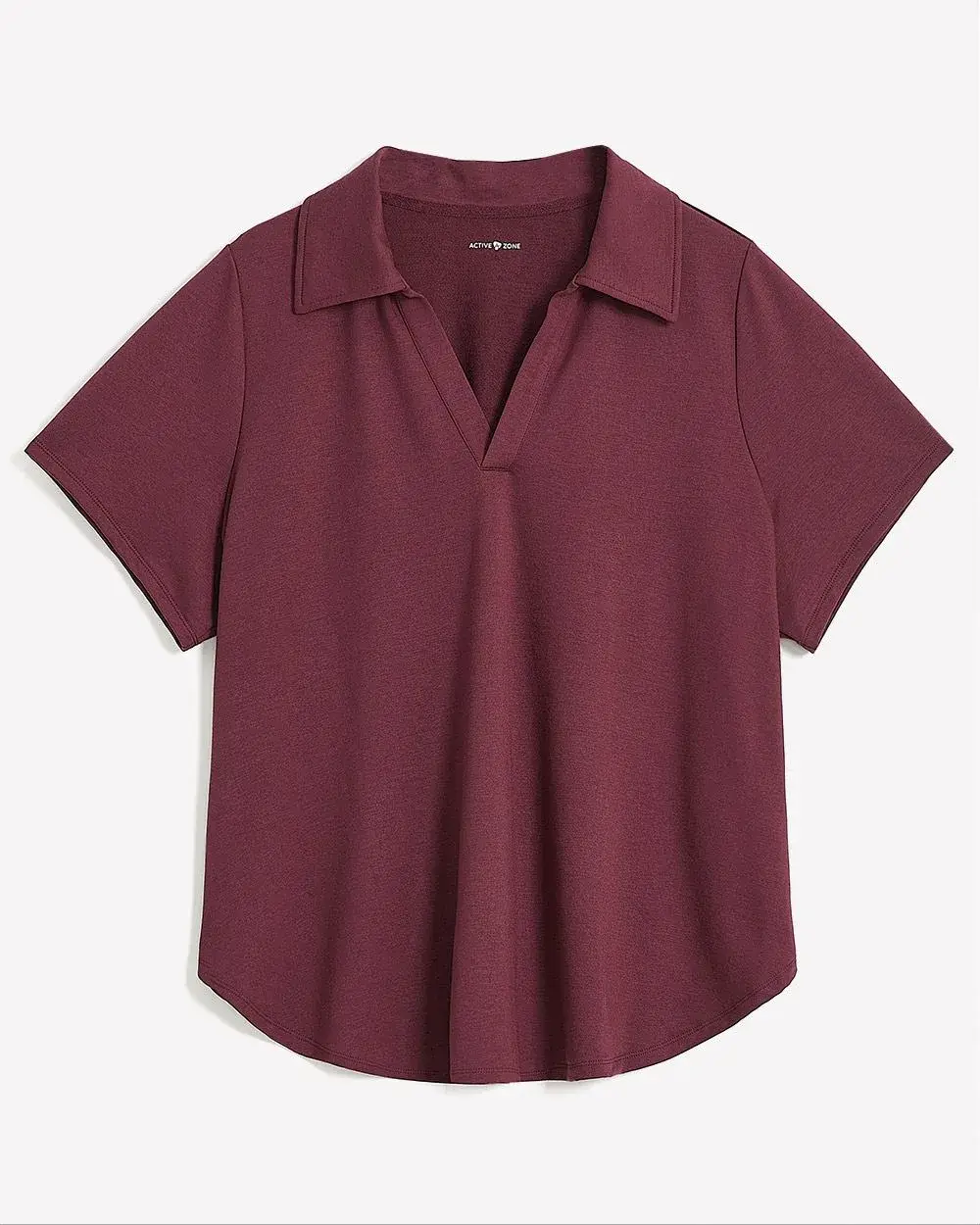 French Terry Short-Sleeve Collared Top - Active Zone