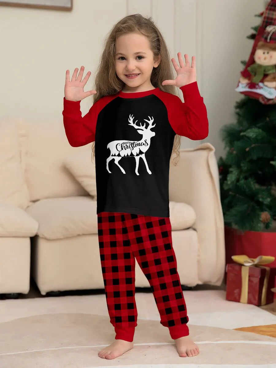 Reindeer Christmas Matching Family Pajamas Pjs Set Sleepwear #23806