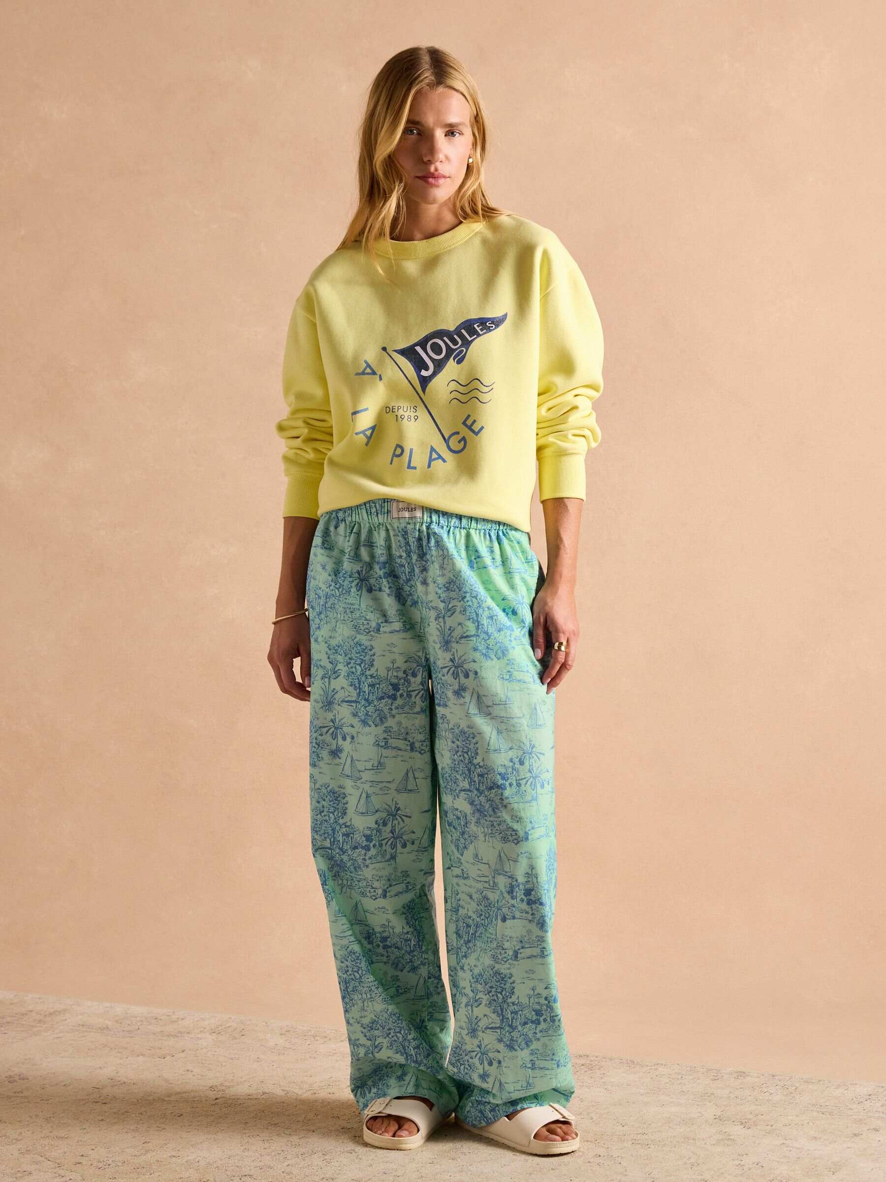 Graphic Yellow Cotton Rich Crew Neck Sweatshirt