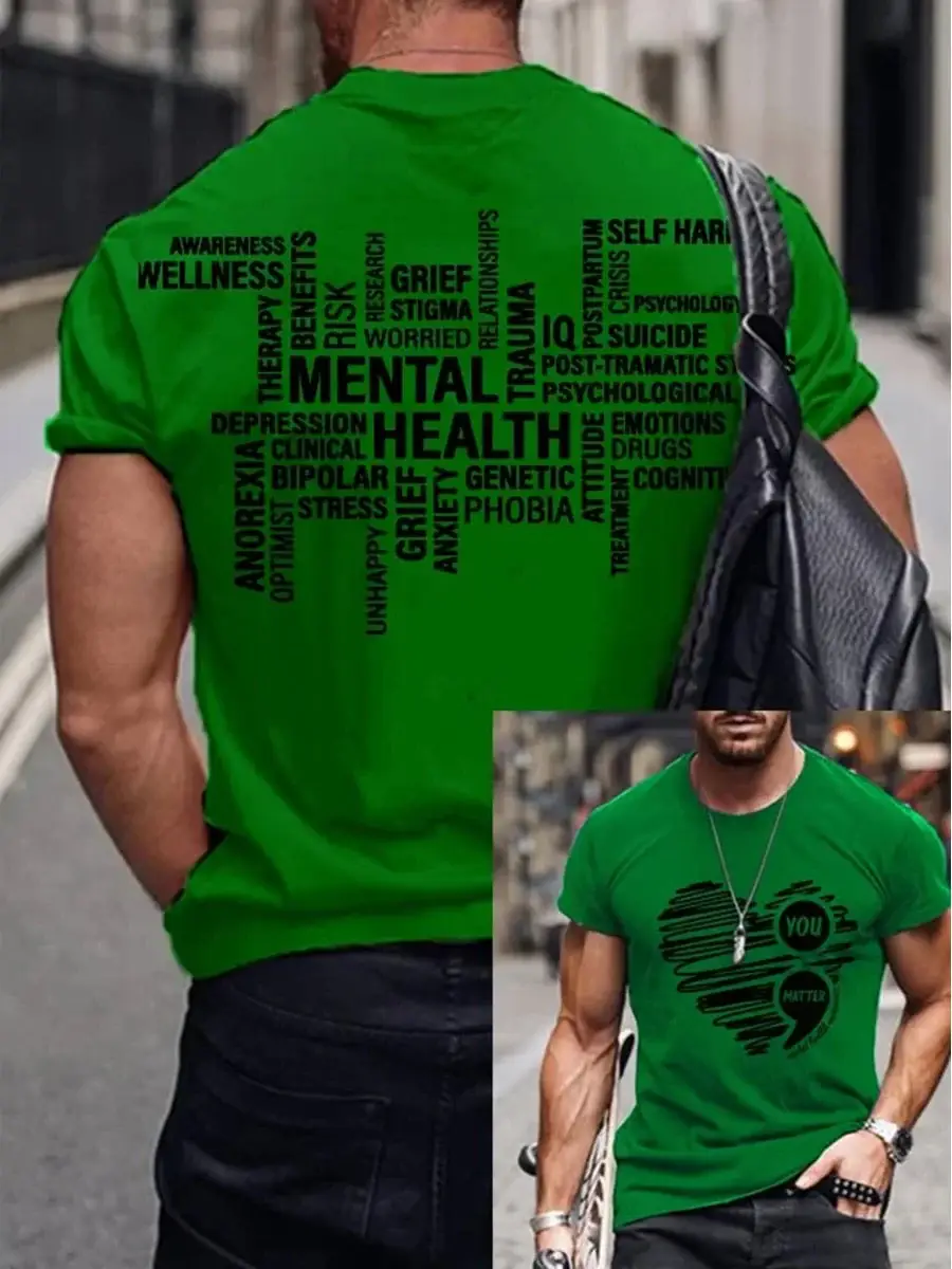 Men's You Matter Mental Health Awareness Casual Print T-Shirt