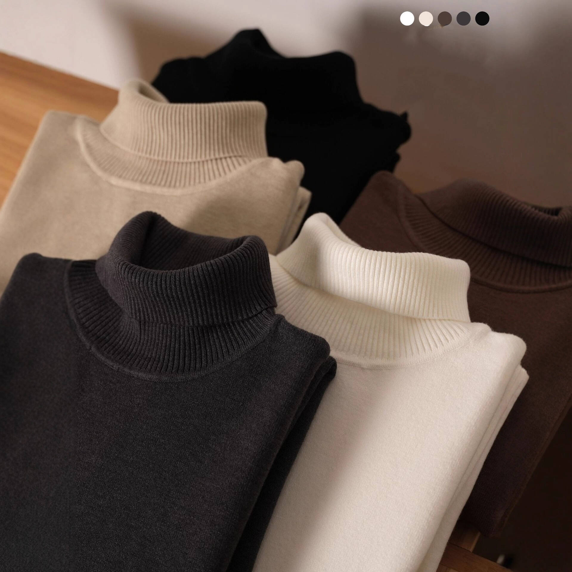 2026 Autumn/Winter New Men's High-neck Sweater Knitted Shirt Men's Underwear Base Shirt Casual Solid Color Pullover Sweater